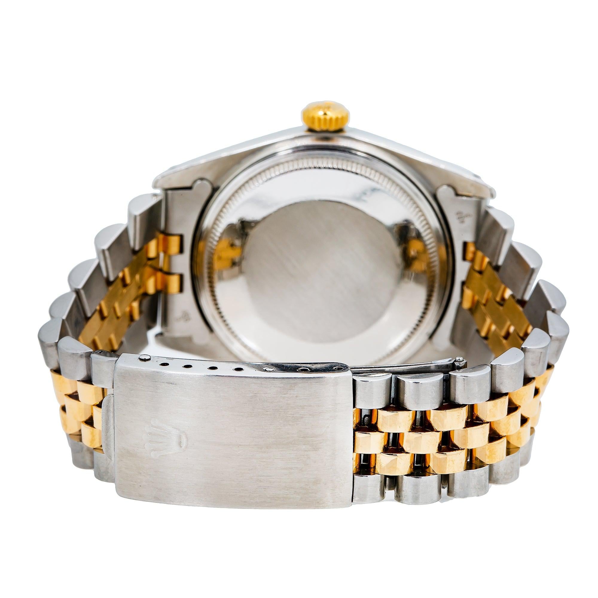 36 mm Rolex Datejust Blue Mother of Pearl Diamond Dial With Two Tone Jubilee Bracelet