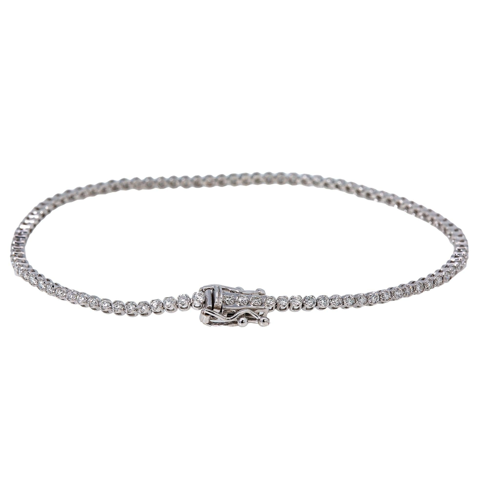 14K WHITE GOLD TENNIS BRACELET WITH 1.03 CT DIAMONDS