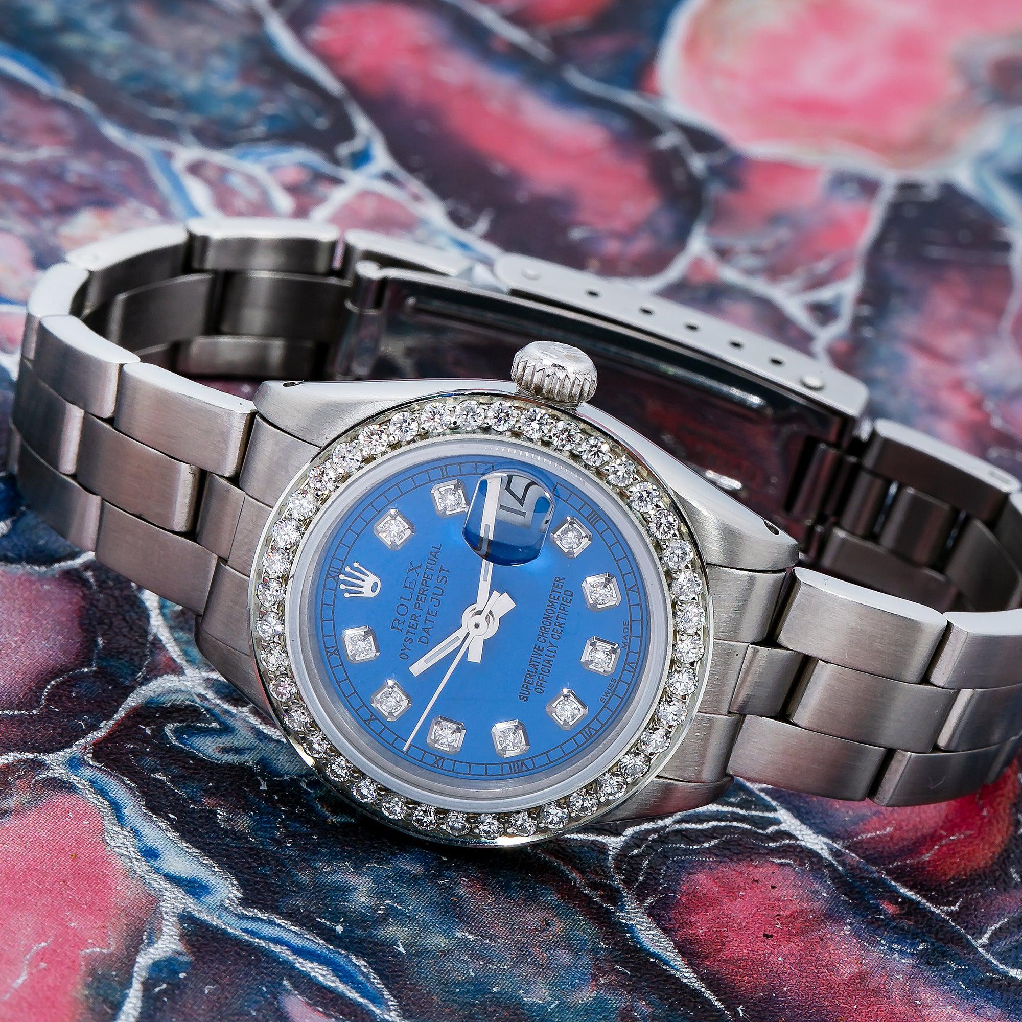 Rolex Lady-Datejust 6917 26MM Blue Diamond Dial With Diamond Bezel