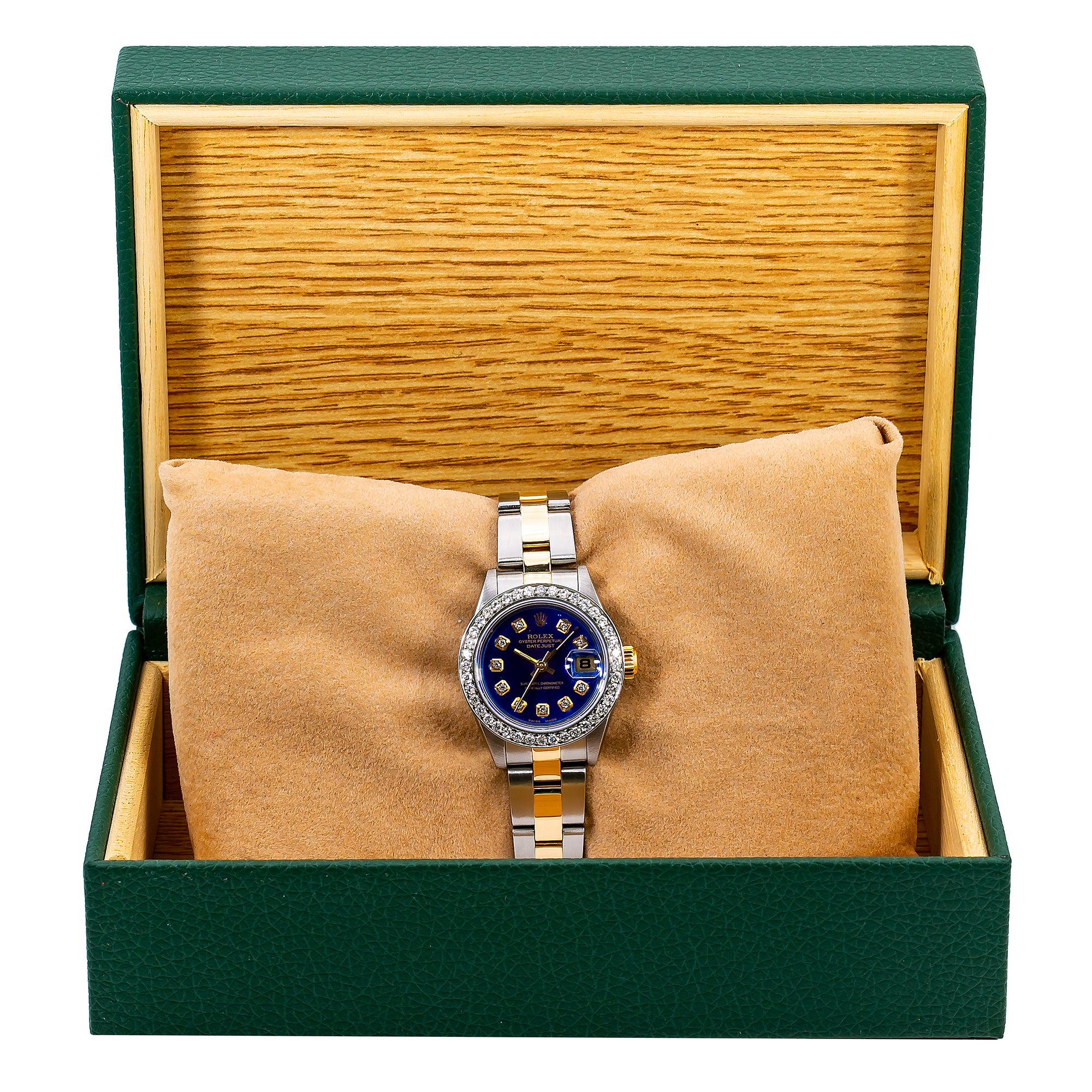 Rolex Lady-Datejust 69173 26MM Blue Diamond Dial With Two Tone Oyster Bracelet