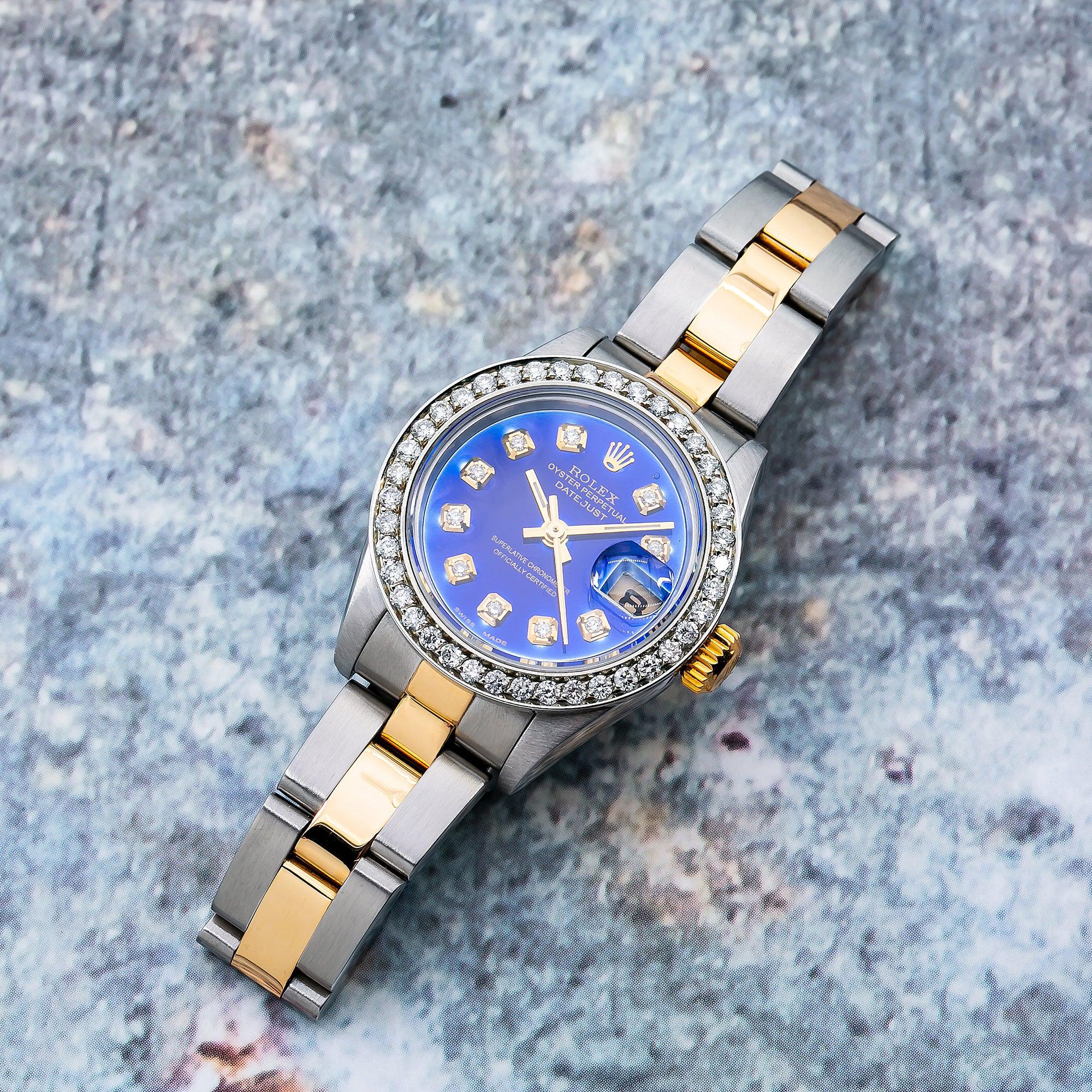 Rolex Lady-Datejust 69173 26MM Blue Diamond Dial With Two Tone Oyster Bracelet