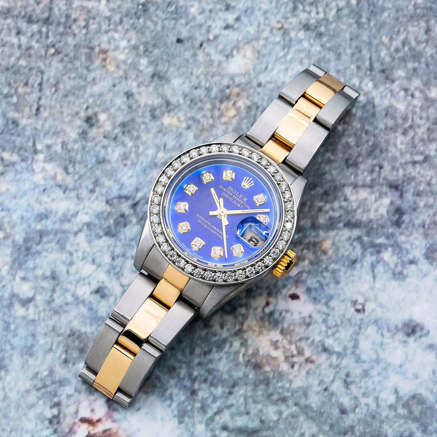 Rolex Lady-Datejust 69173 26MM Blue Diamond Dial With Two Tone Oyster Bracelet