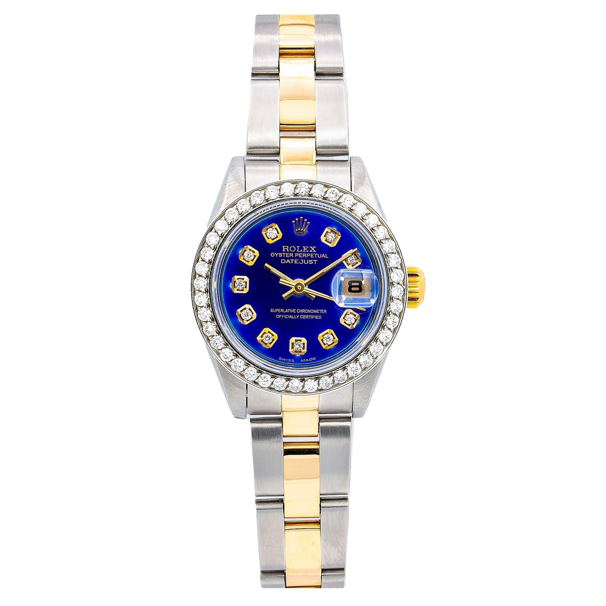 Rolex Lady-Datejust 69173 26MM Blue Diamond Dial With Two Tone Oyster Bracelet