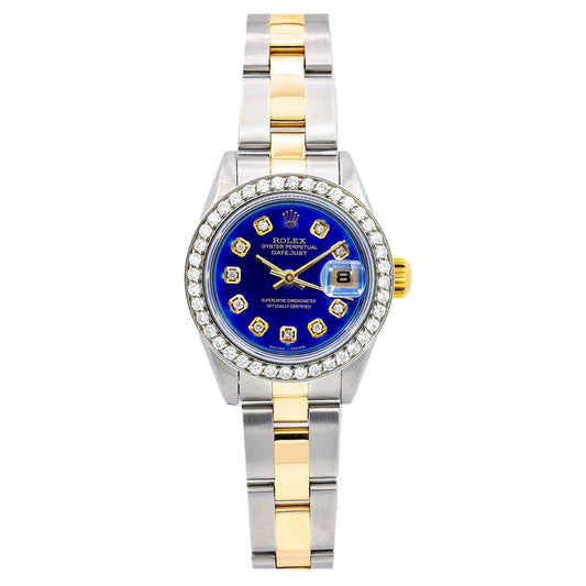 Rolex Lady-Datejust 69173 26MM Blue Diamond Dial With Two Tone Oyster Bracelet