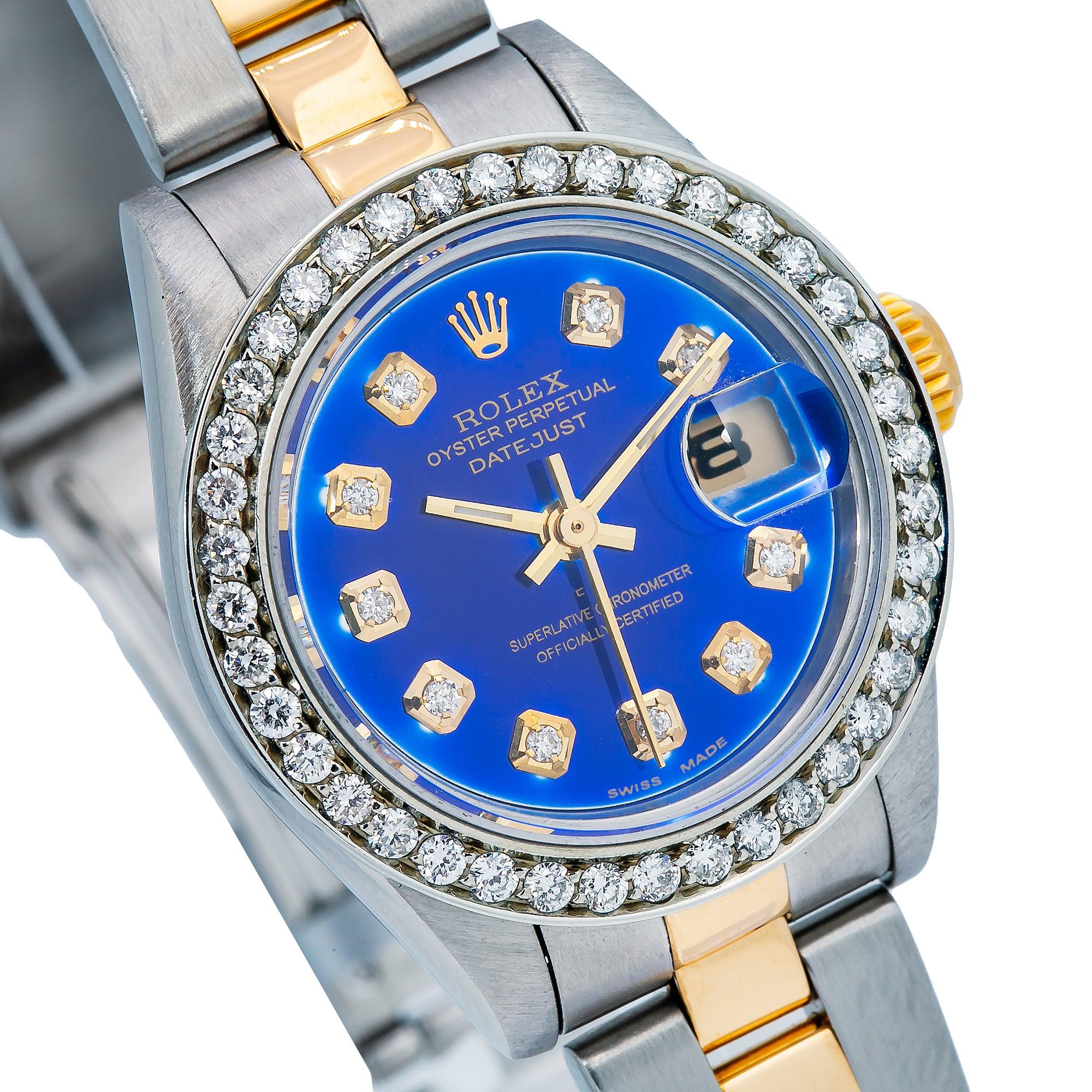 Rolex Lady-Datejust 69173 26MM Blue Diamond Dial With Two Tone Oyster Bracelet