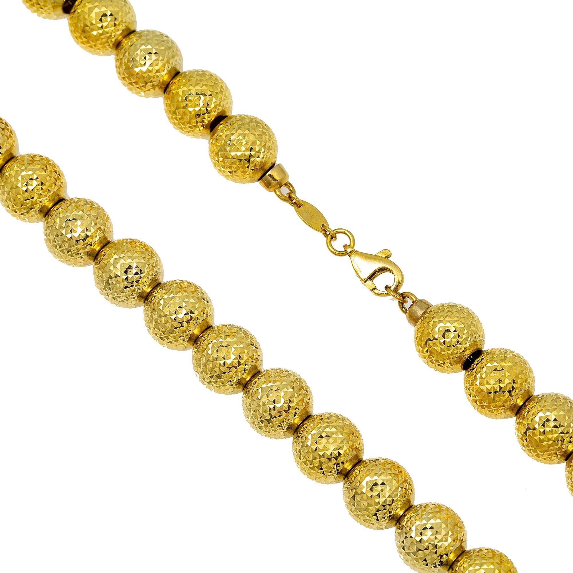 10k Yellow Gold 8mm Moon Bead Chain Available In Sizes 18"-26"