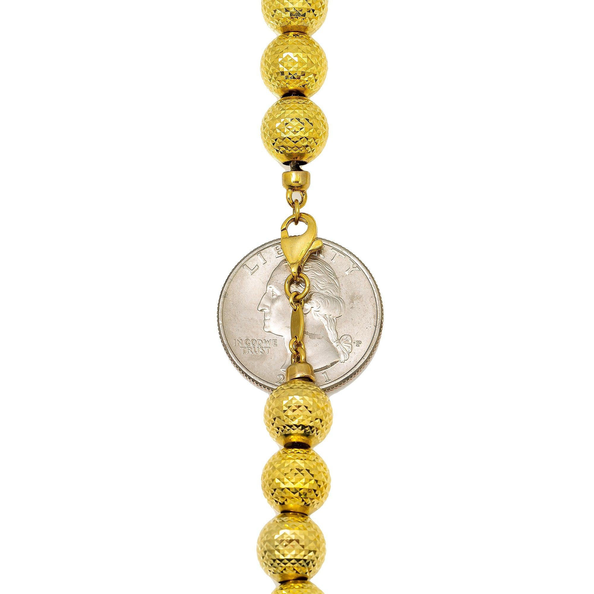 10k Yellow Gold 8mm Moon Bead Chain Available In Sizes 18"-26"