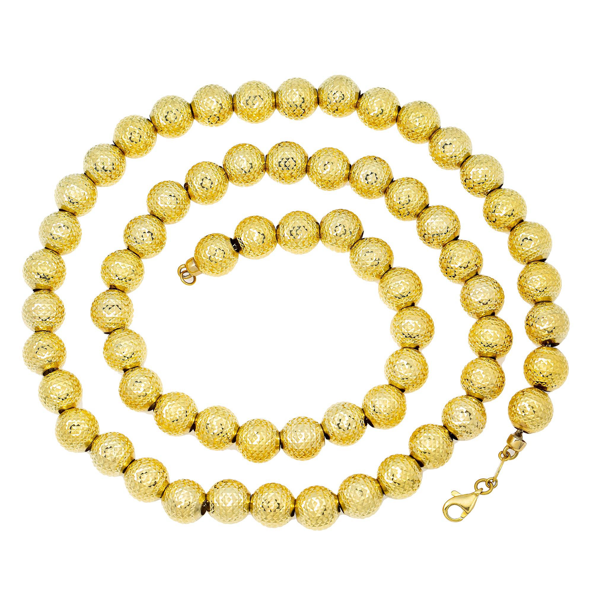 10k Yellow Gold 8mm Moon Bead Chain Available In Sizes 18"-26"