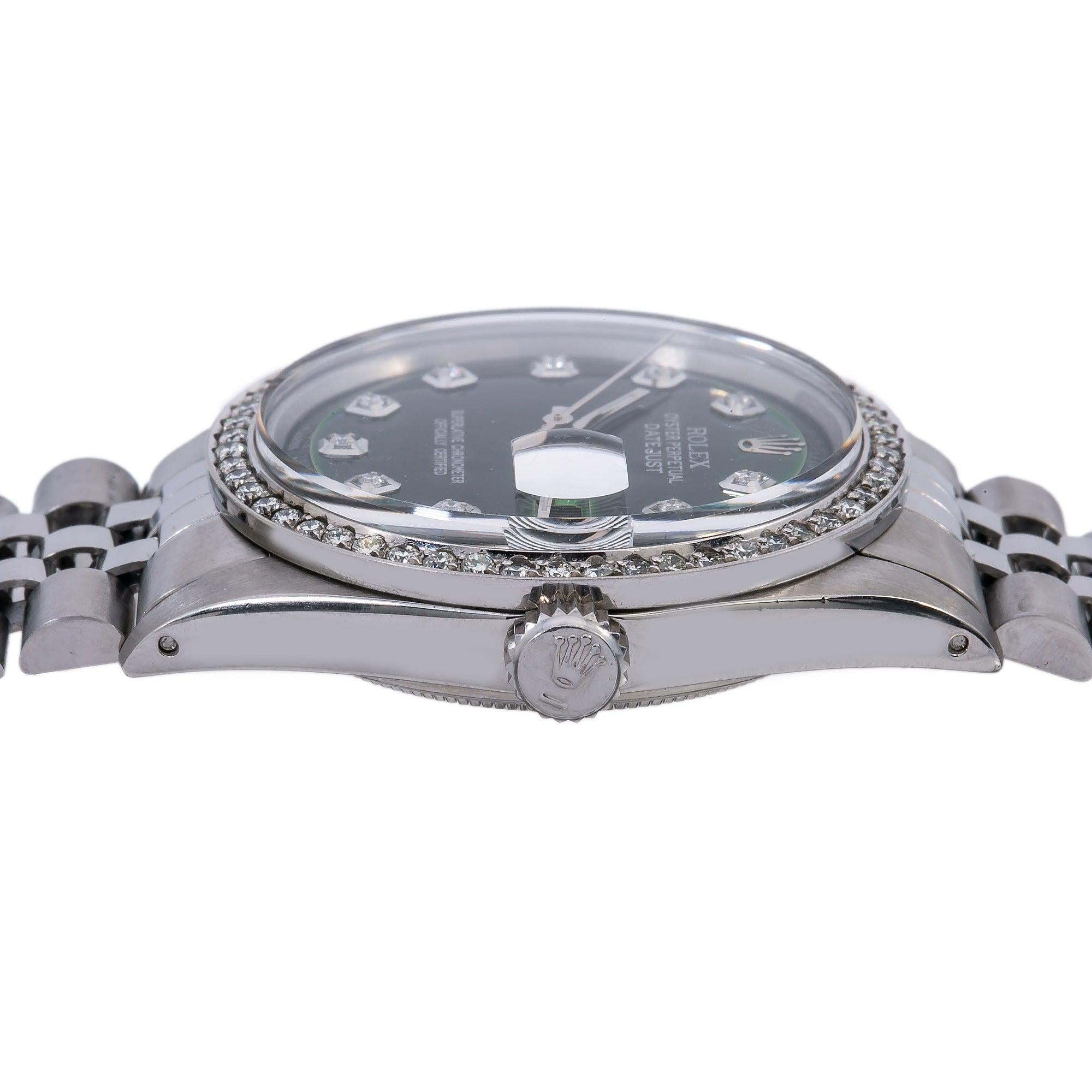 Rolex Datejust 1603 36MM Green Diamond Dial With 1.20 CT Diamonds