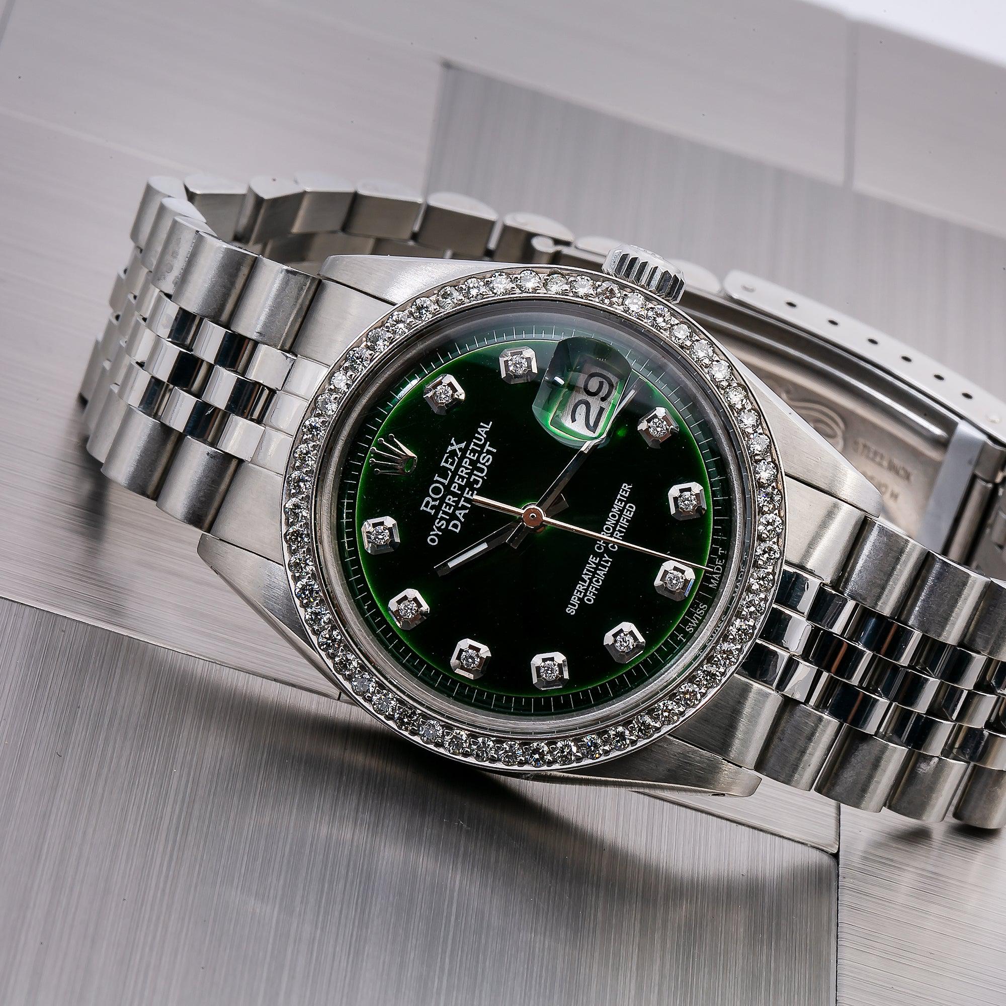 Rolex Datejust 1603 36MM Green Diamond Dial With 1.20 CT Diamonds