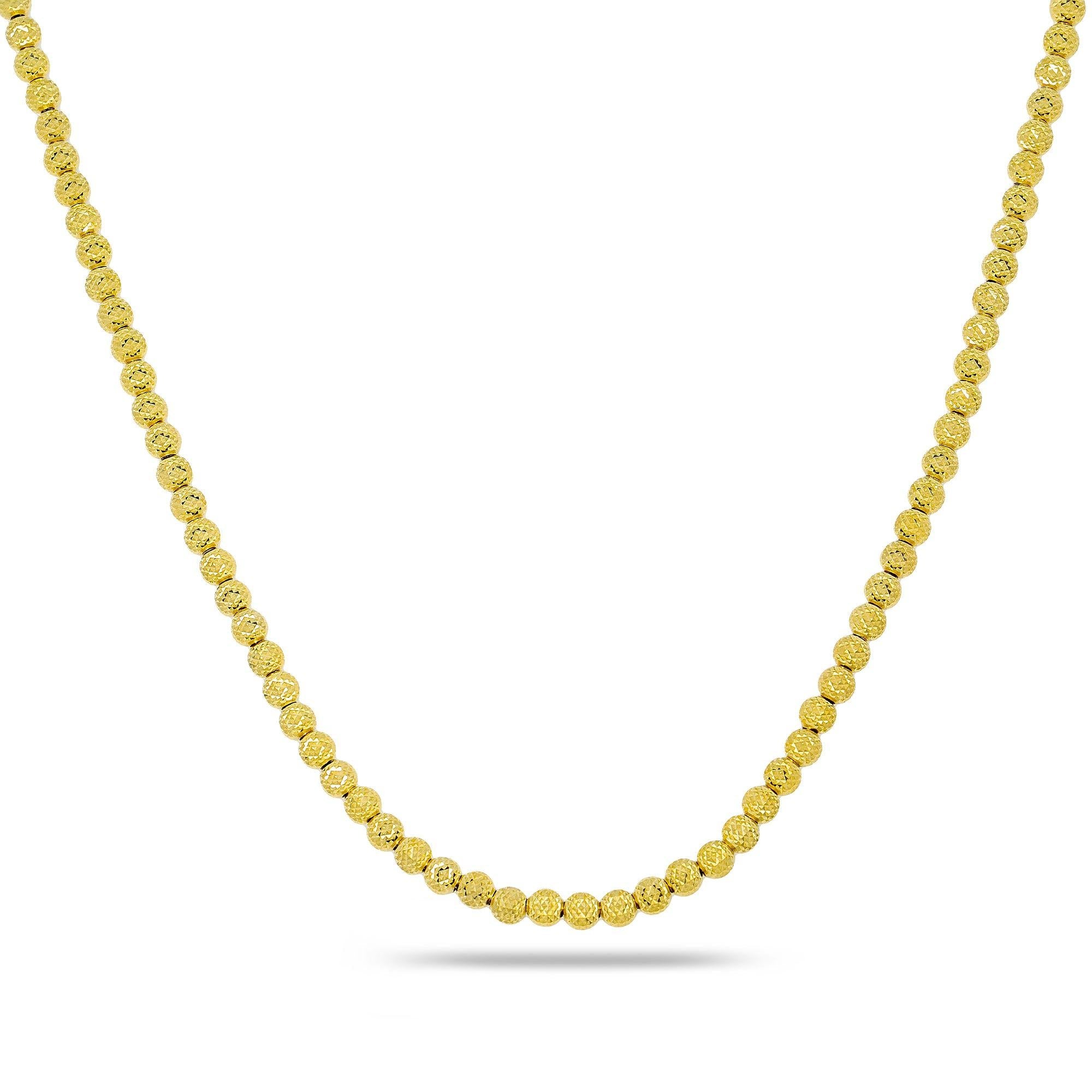 10K YELLOW GOLD 4MM MOON BEAD CHAIN