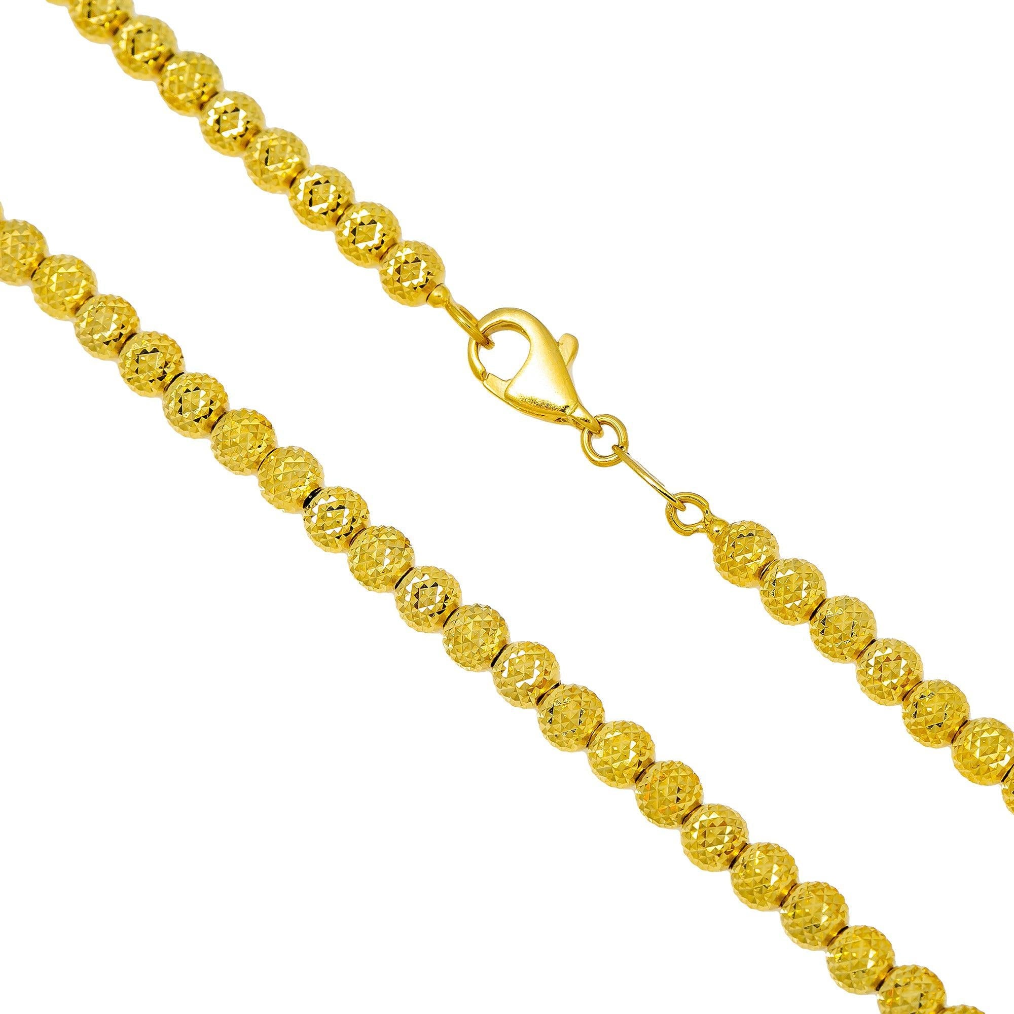 10K YELLOW GOLD 4MM MOON BEAD CHAIN