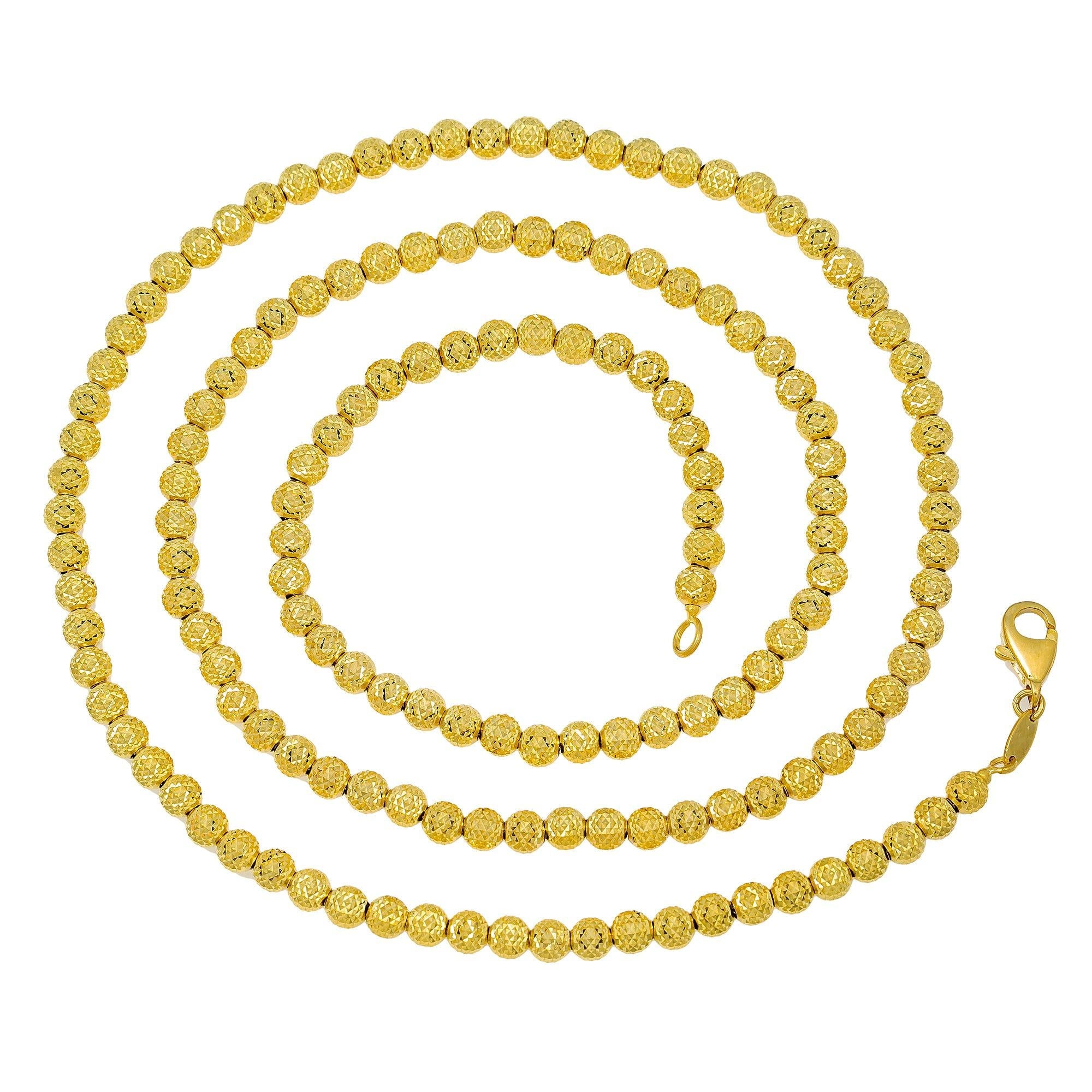 10K YELLOW GOLD 4MM MOON BEAD CHAIN