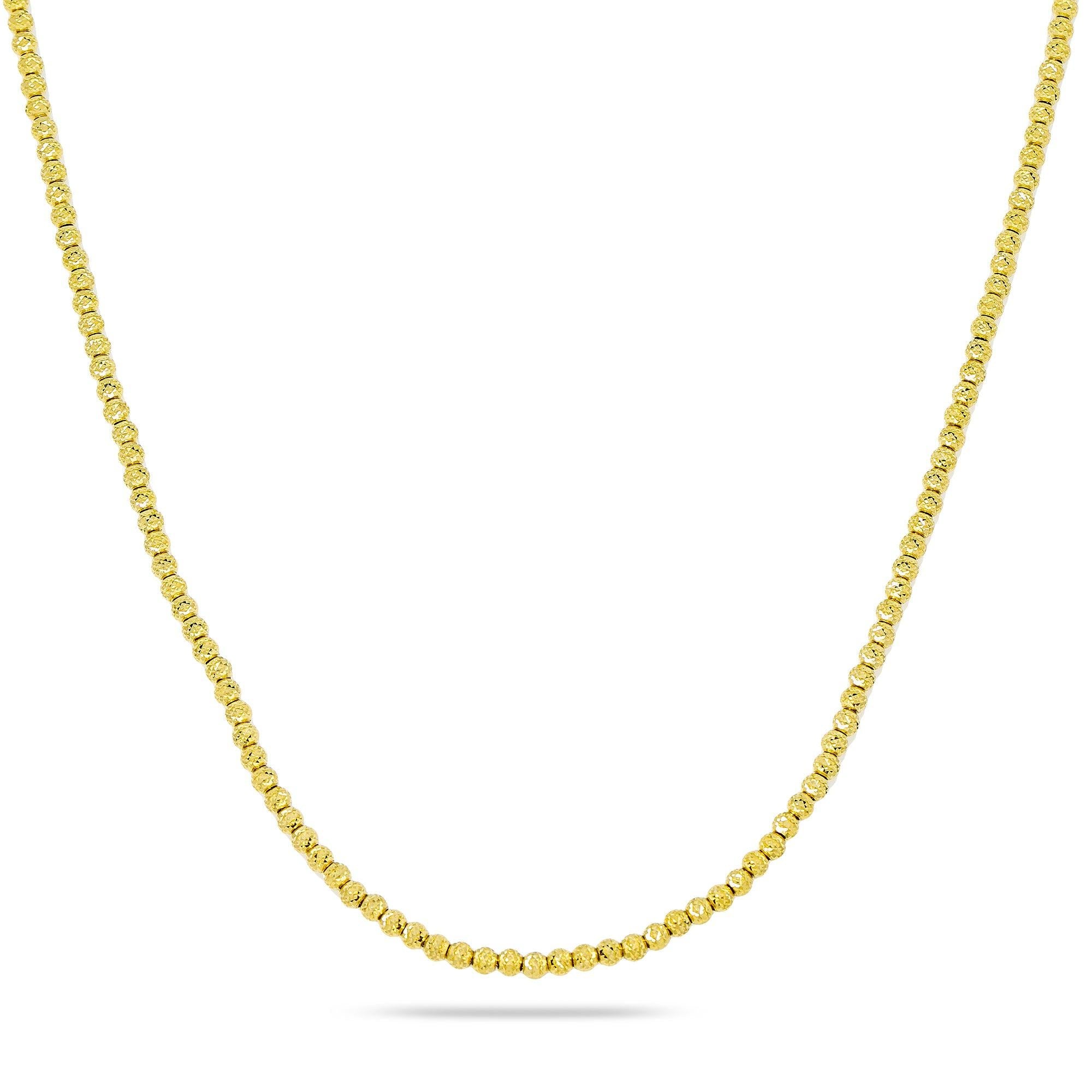 10K Yellow Gold 3mm Moon Bead Chain Available In Sizes 18"-26"