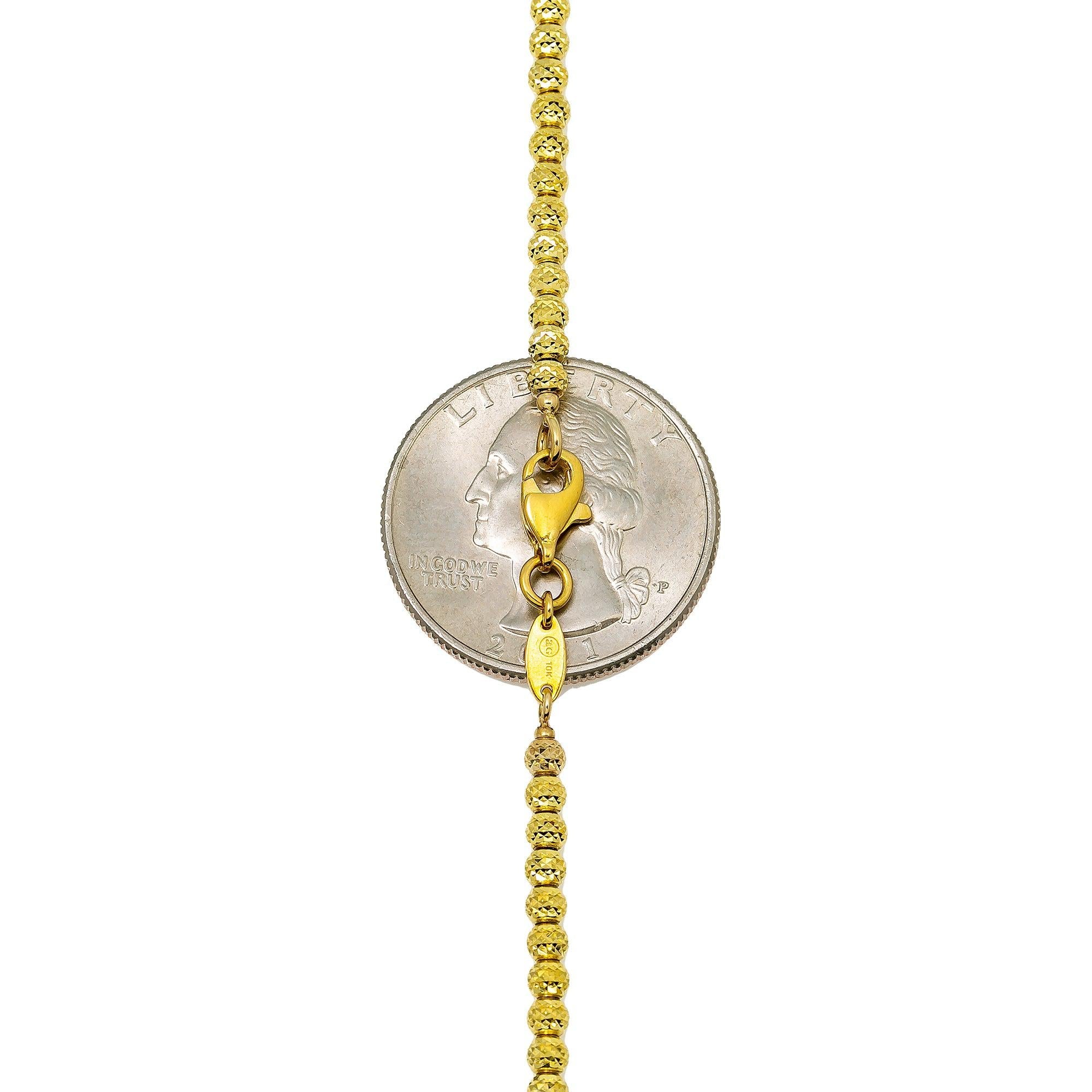 10K Yellow Gold 3mm Moon Bead Chain Available In Sizes 18"-26"