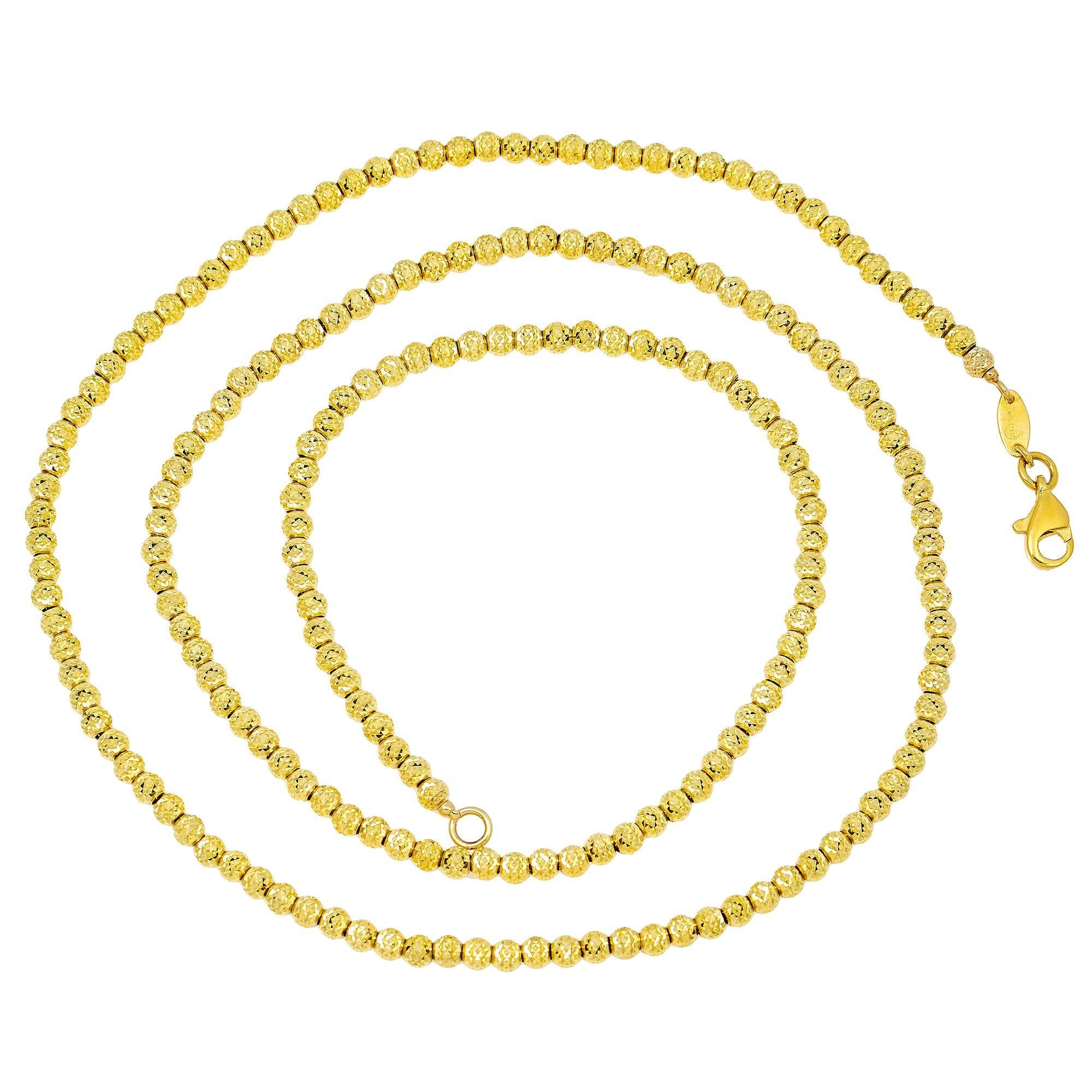 10K Yellow Gold 3mm Moon Bead Chain Available In Sizes 18"-26"