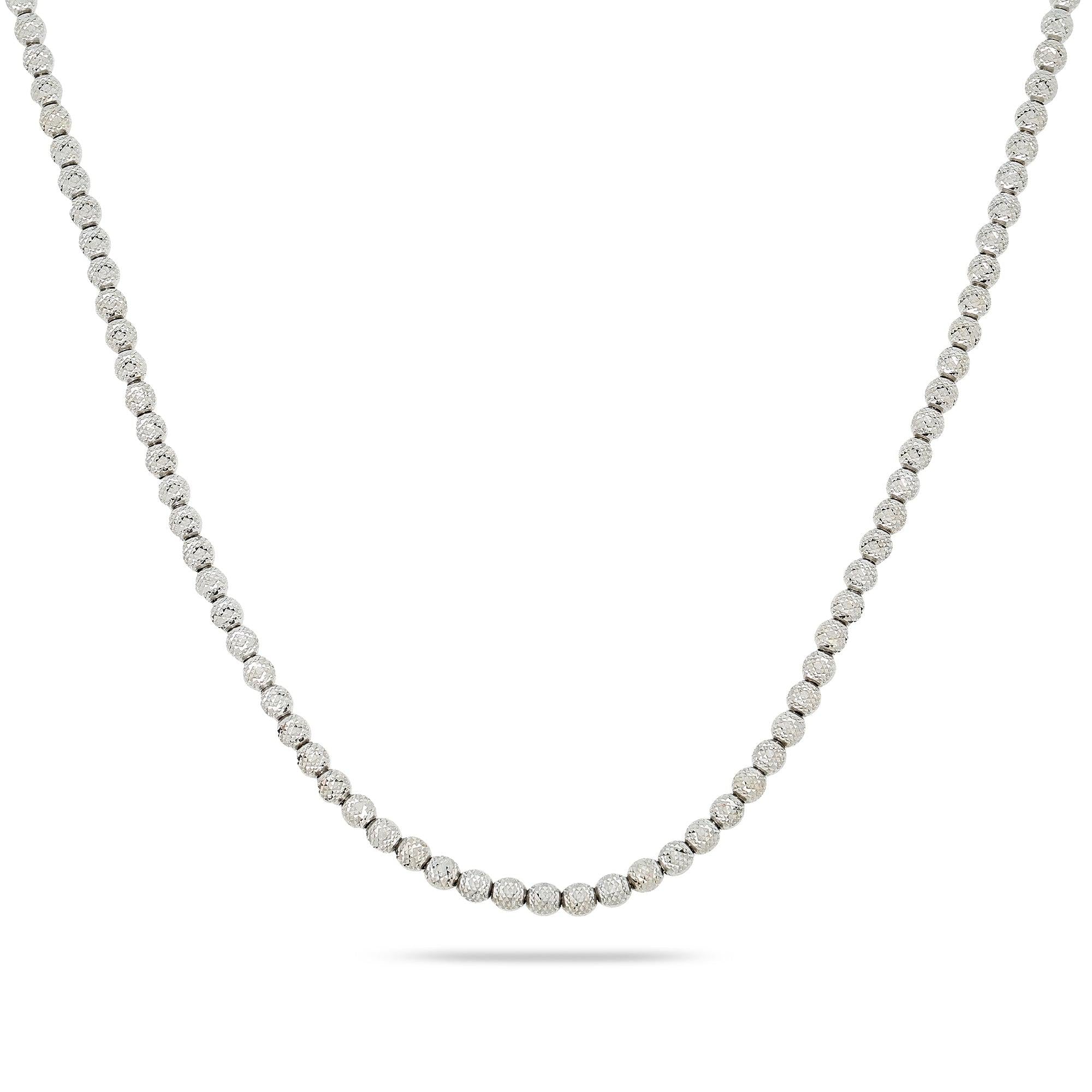 10K White Gold 4mm Laser Moon Chain - Available In Sizes 18"-26"