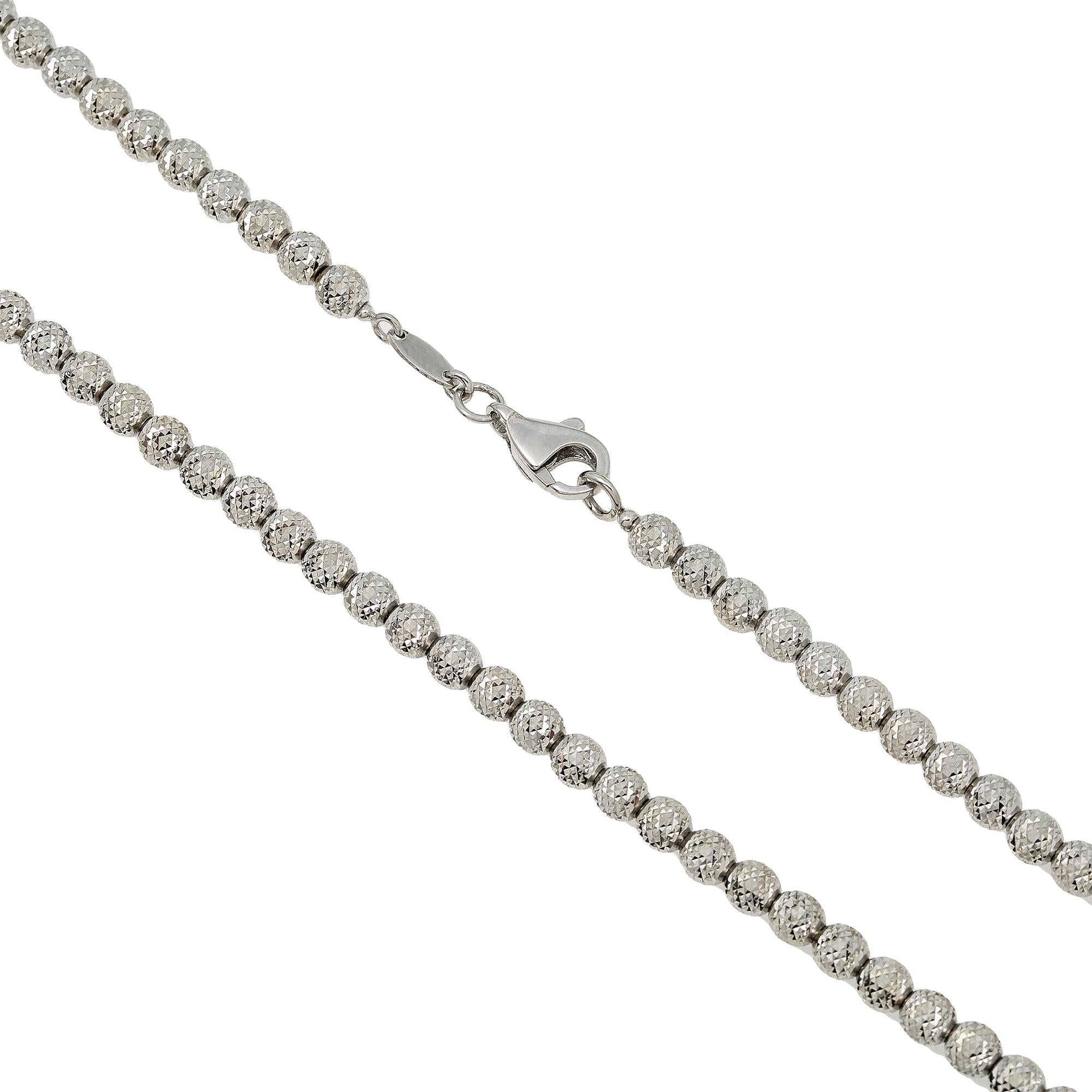10K White Gold 4mm Laser Moon Chain - Available In Sizes 18"-26"