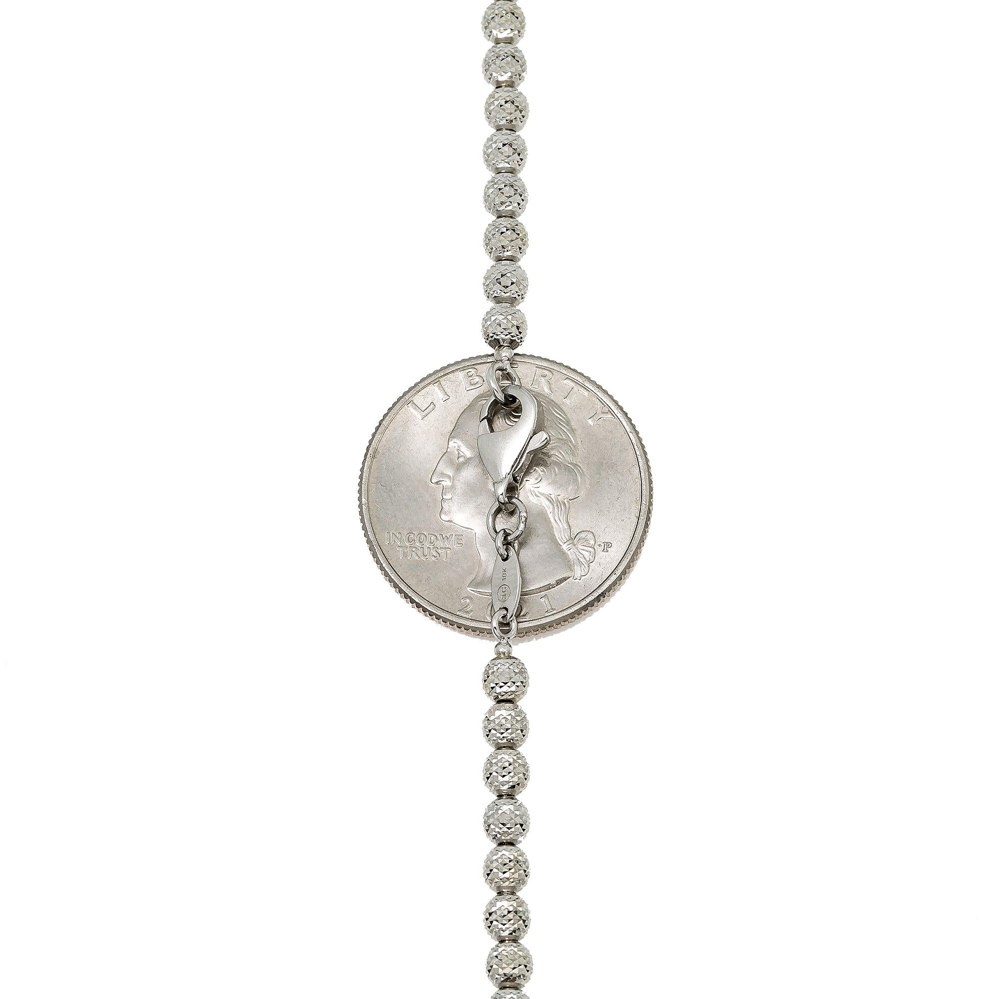 10K White Gold 4mm Laser Moon Chain - Available In Sizes 18"-26"