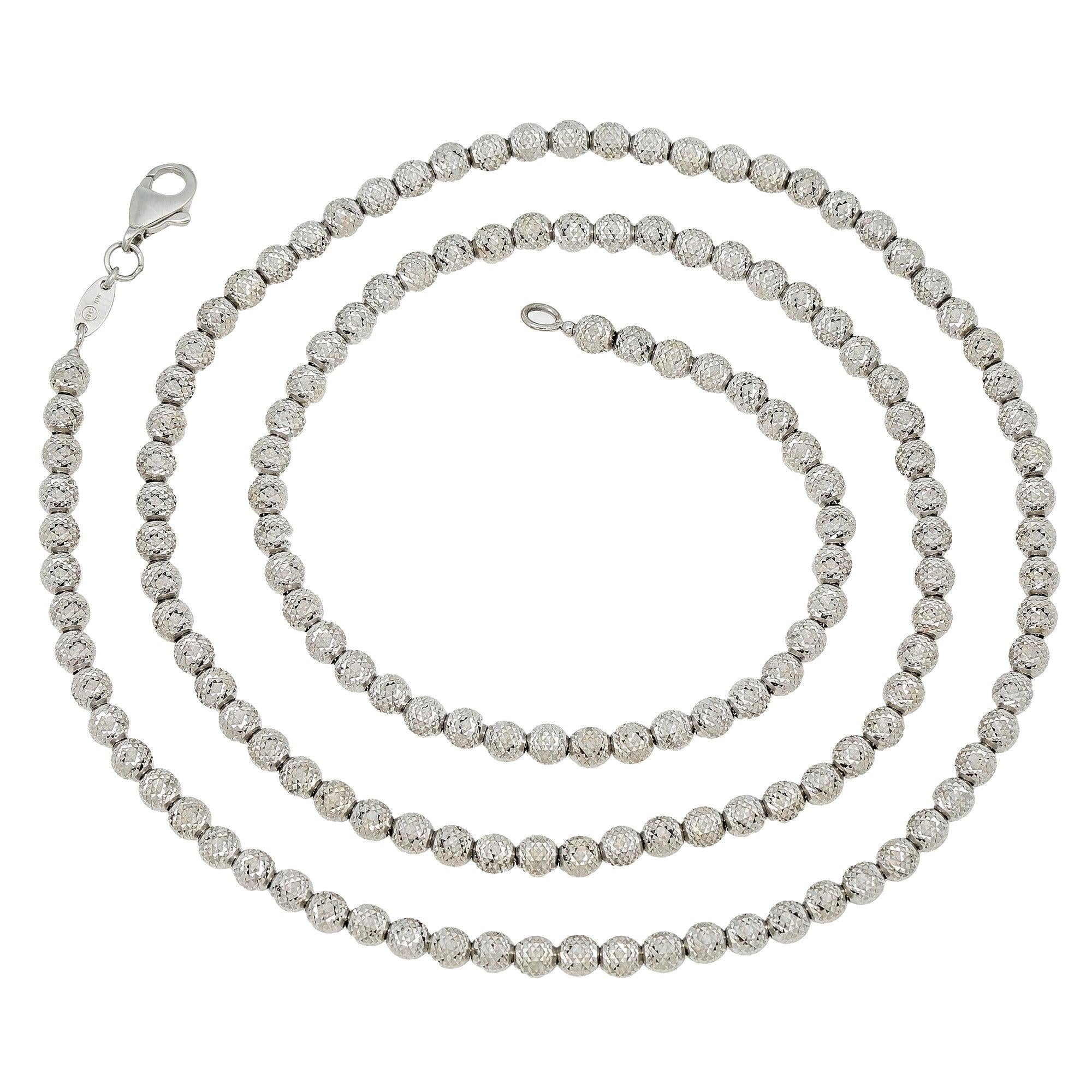 10K White Gold 4mm Laser Moon Chain - Available In Sizes 18"-26"