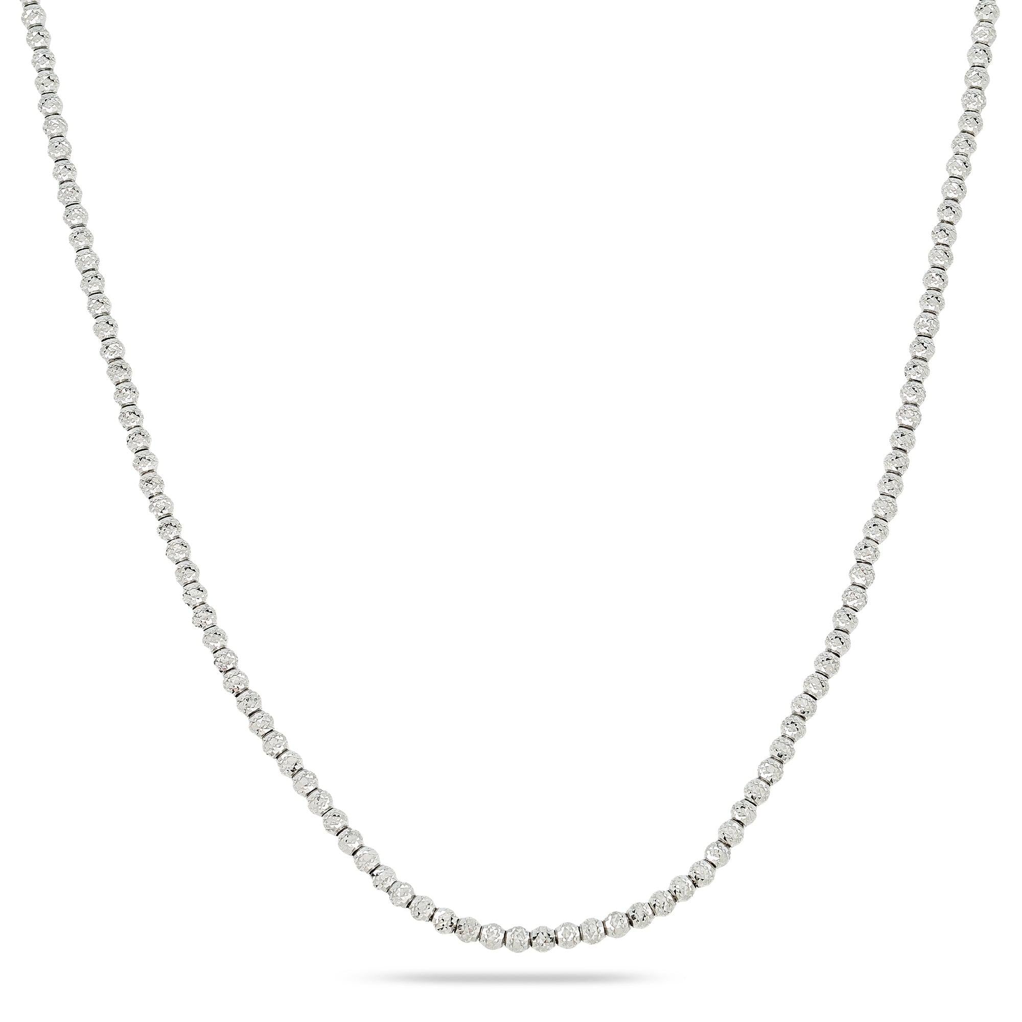 10k White Gold 3mm Moon Bead Chain Available In Sizes 18"-26"
