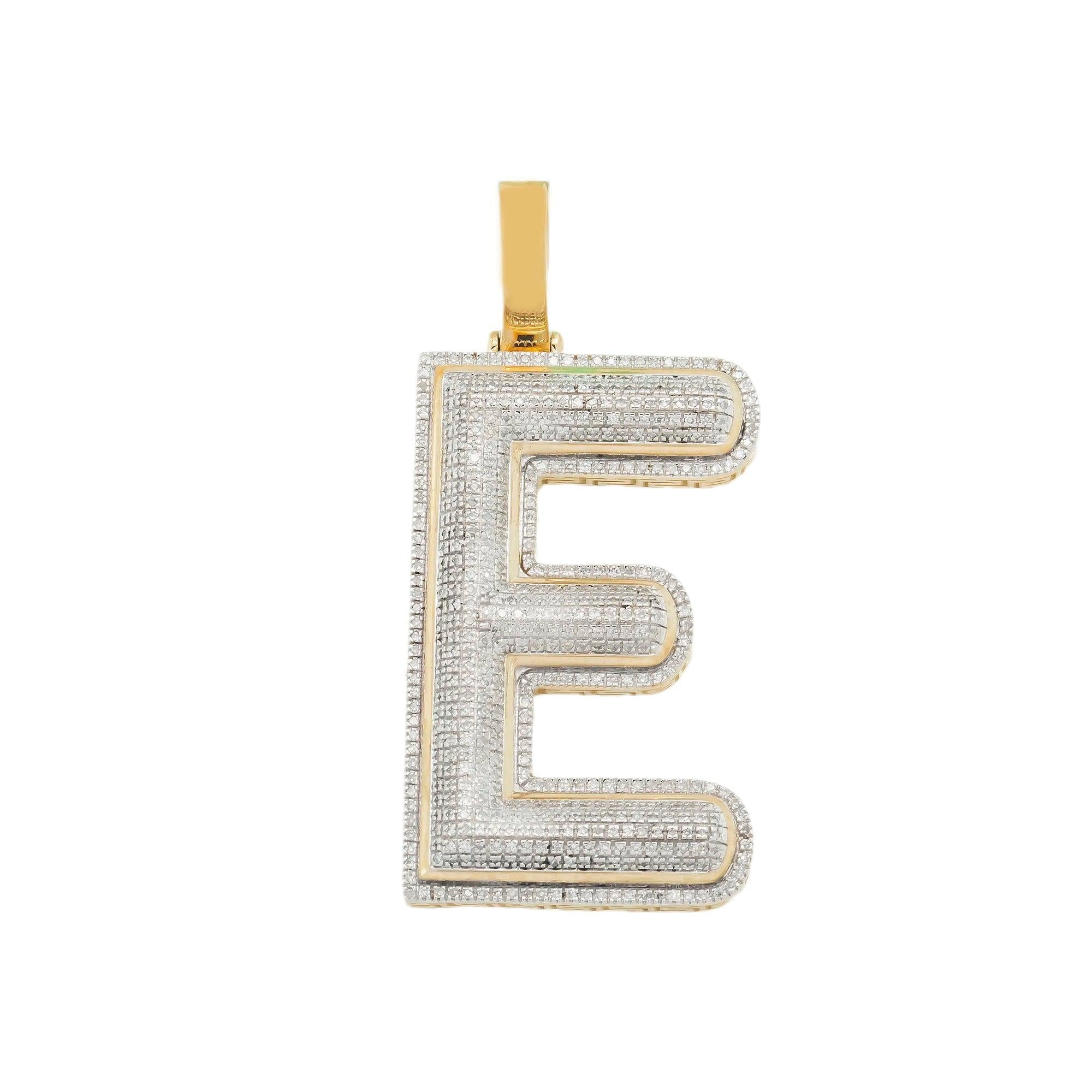 10K GOLD ROUND DIAMOND INITIAL E PENDANT 0.85 CT