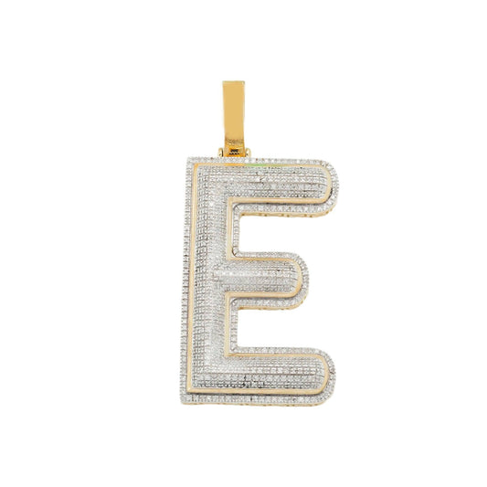 10K GOLD ROUND DIAMOND INITIAL E PENDANT 0.85 CT