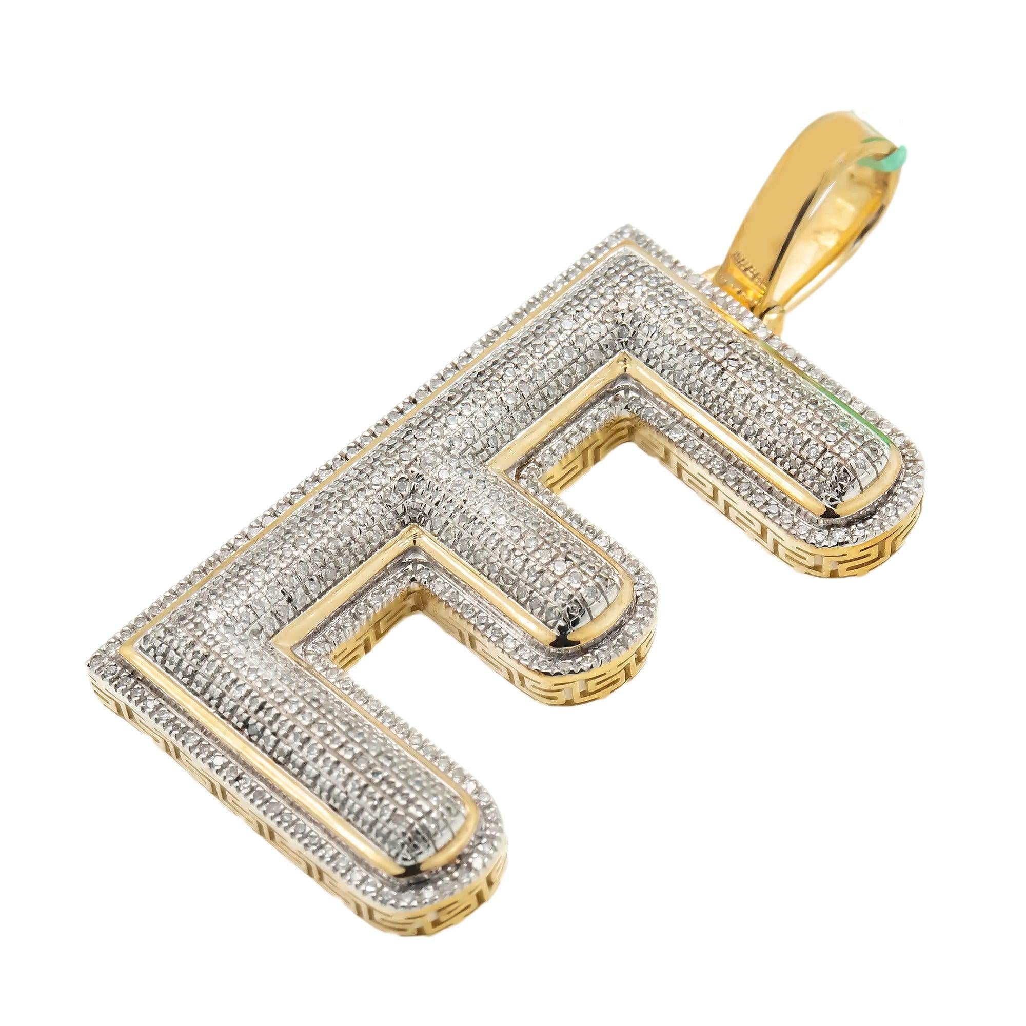 10K GOLD ROUND DIAMOND INITIAL E PENDANT 0.85 CT