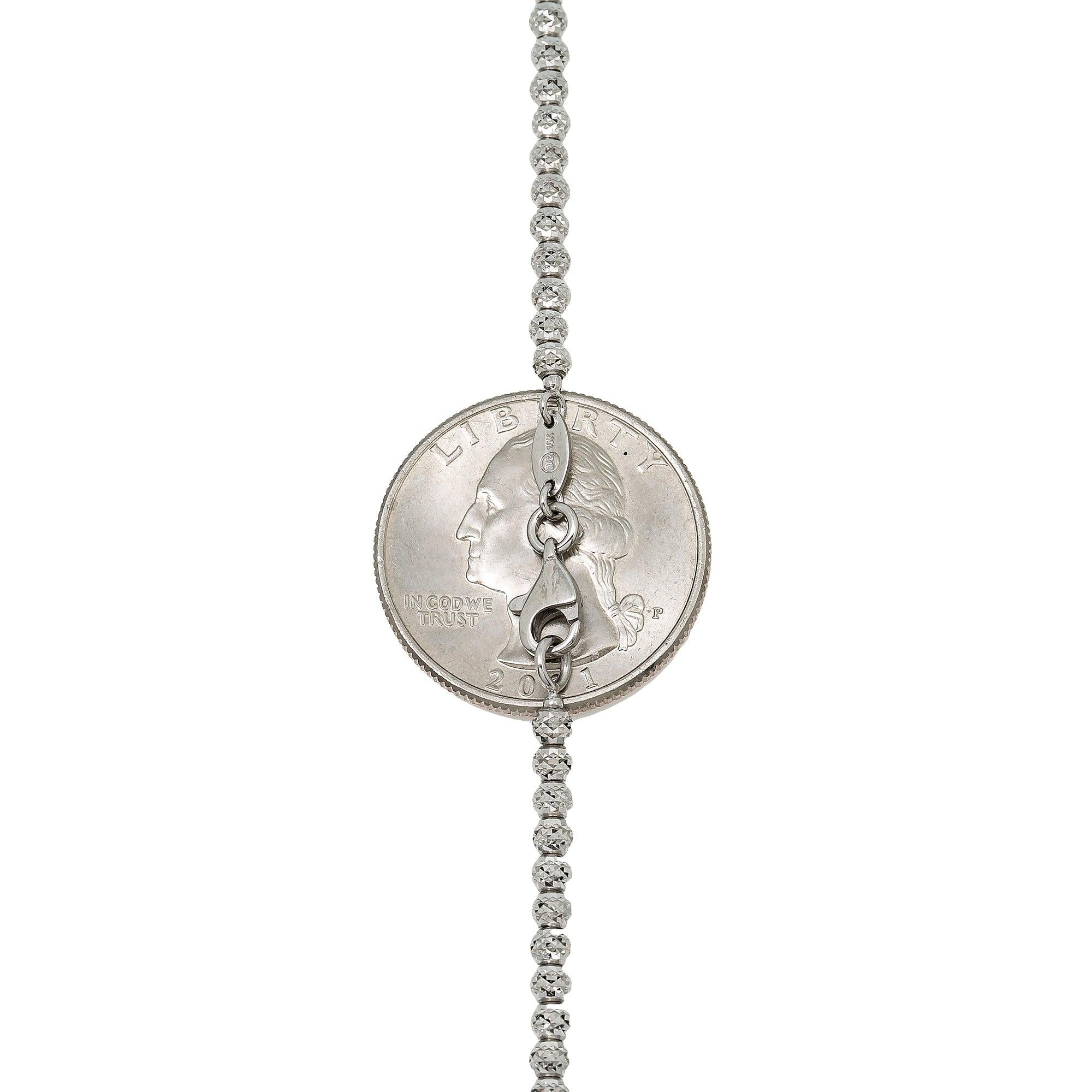 10k White Gold 3mm Moon Bead Chain Available In Sizes 18"-26"