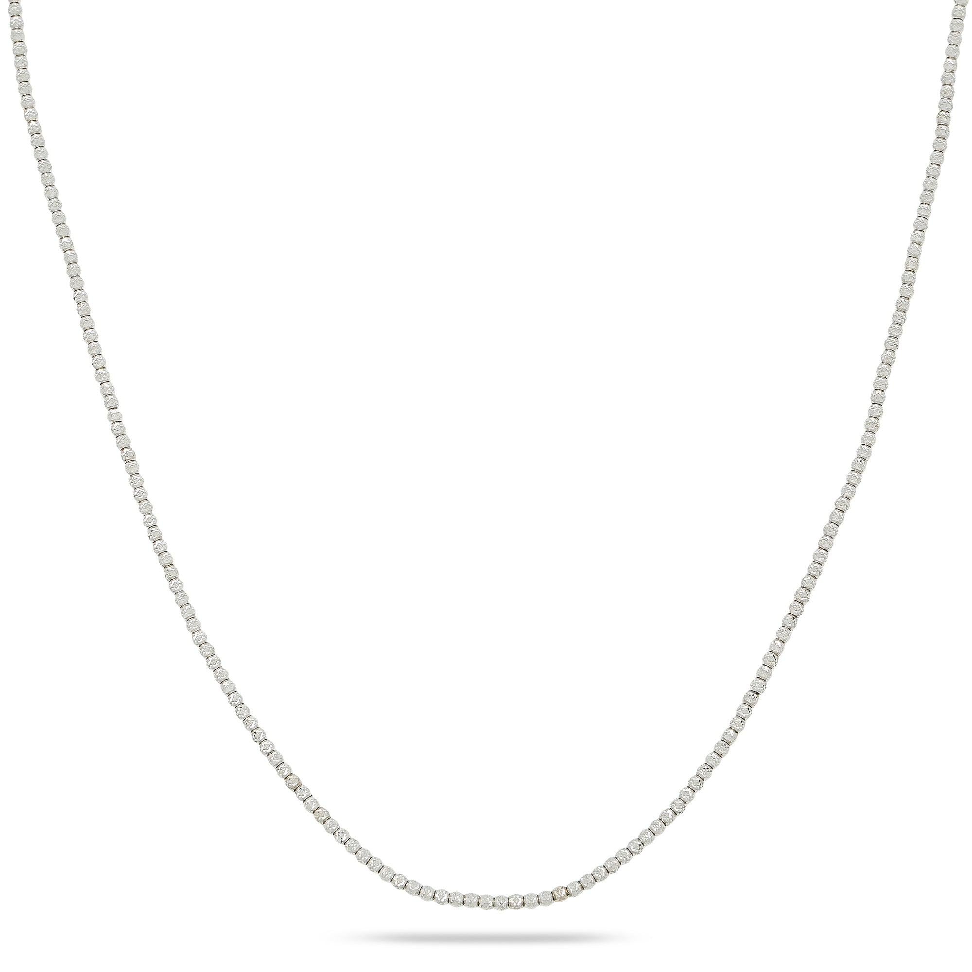 10k White Gold 2mm Moon Bead Chain Available In Sizes 18"-26"