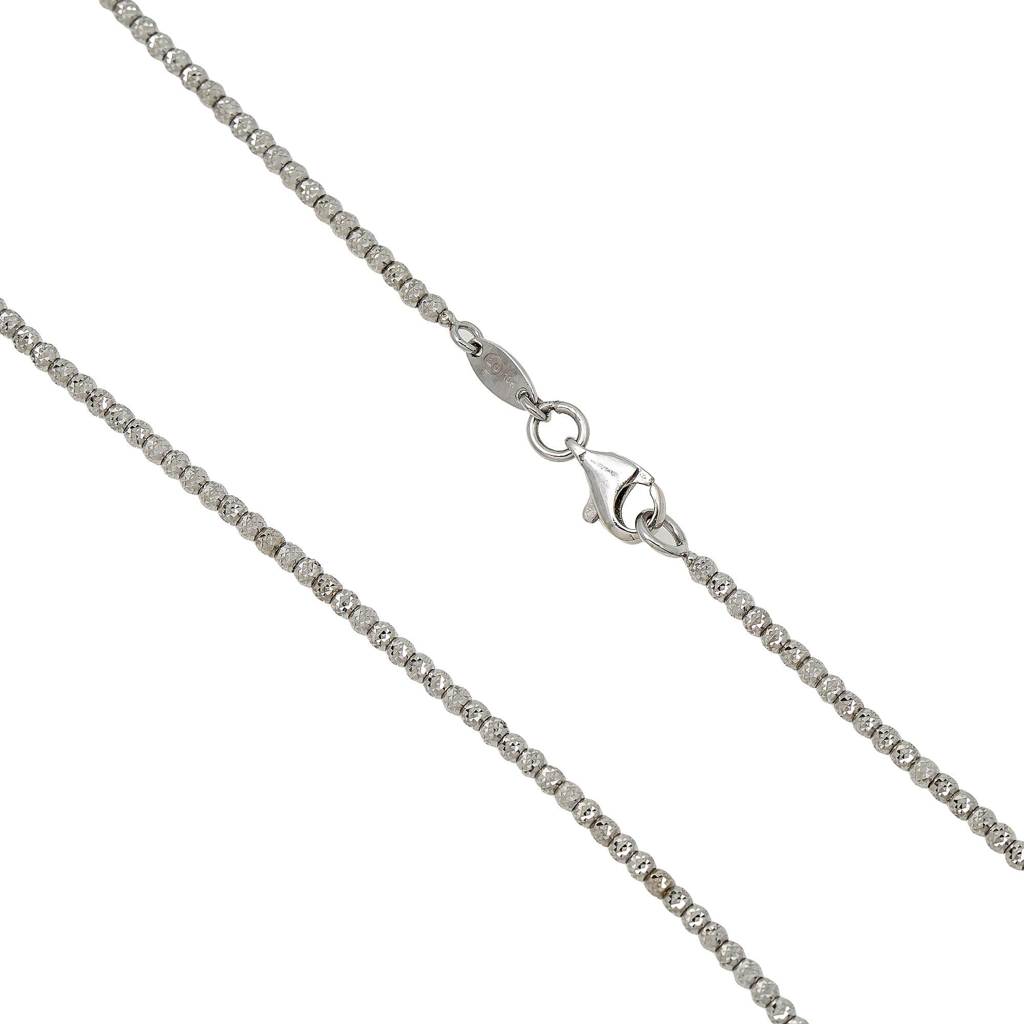 10k White Gold 2mm Moon Bead Chain Available In Sizes 18"-26"