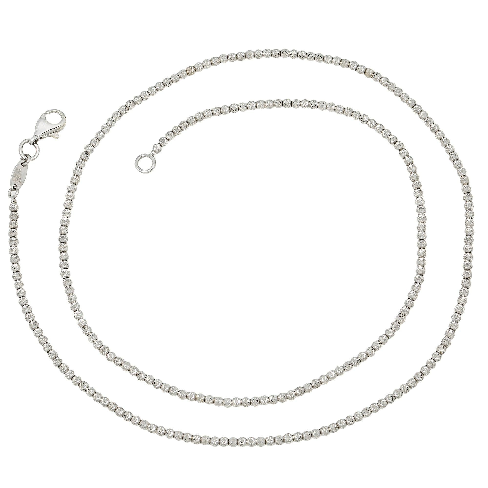 10k White Gold 2mm Moon Bead Chain Available In Sizes 18"-26"