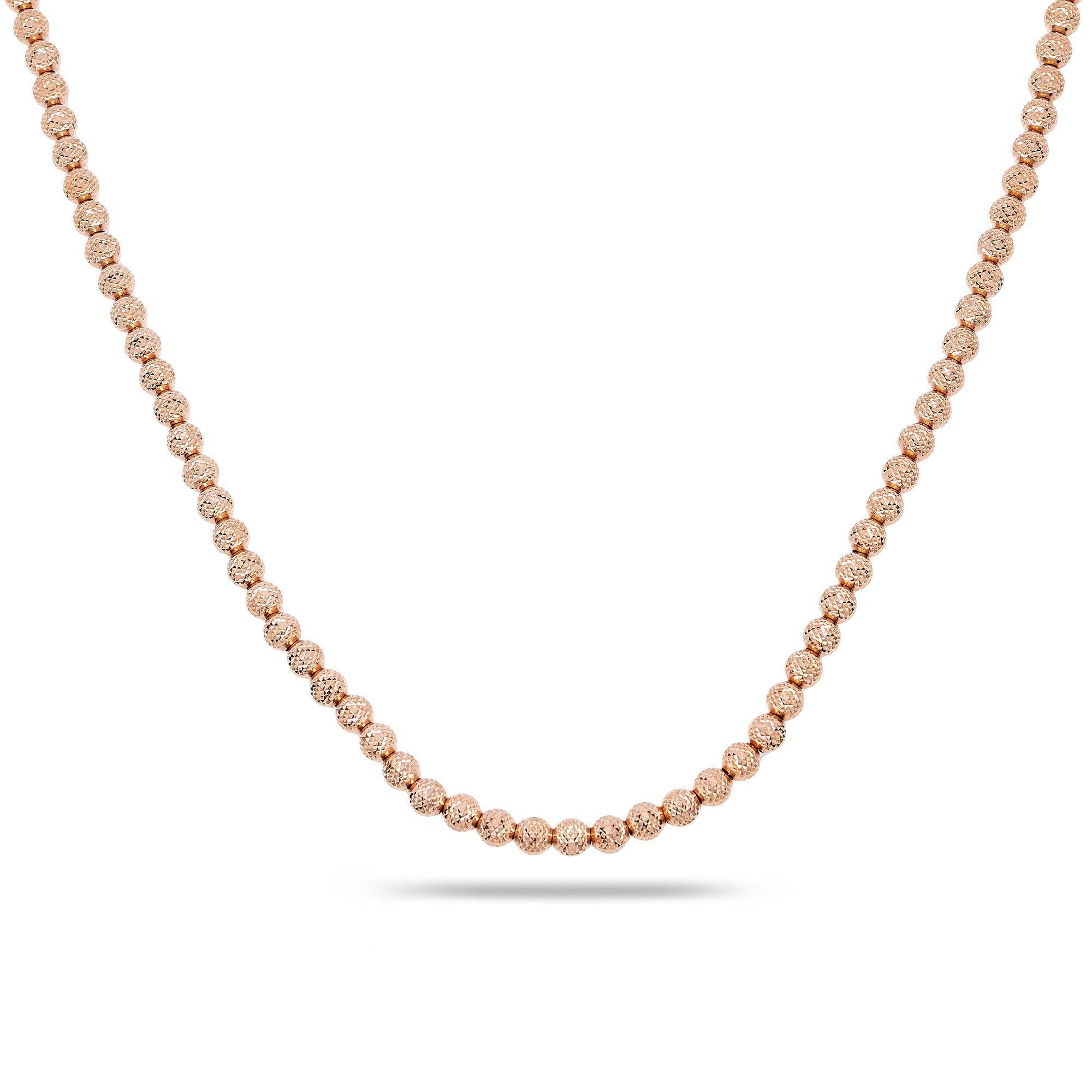 10k Rose Gold 4mm Moon Bead Chain Available In Sizes 18"-28"