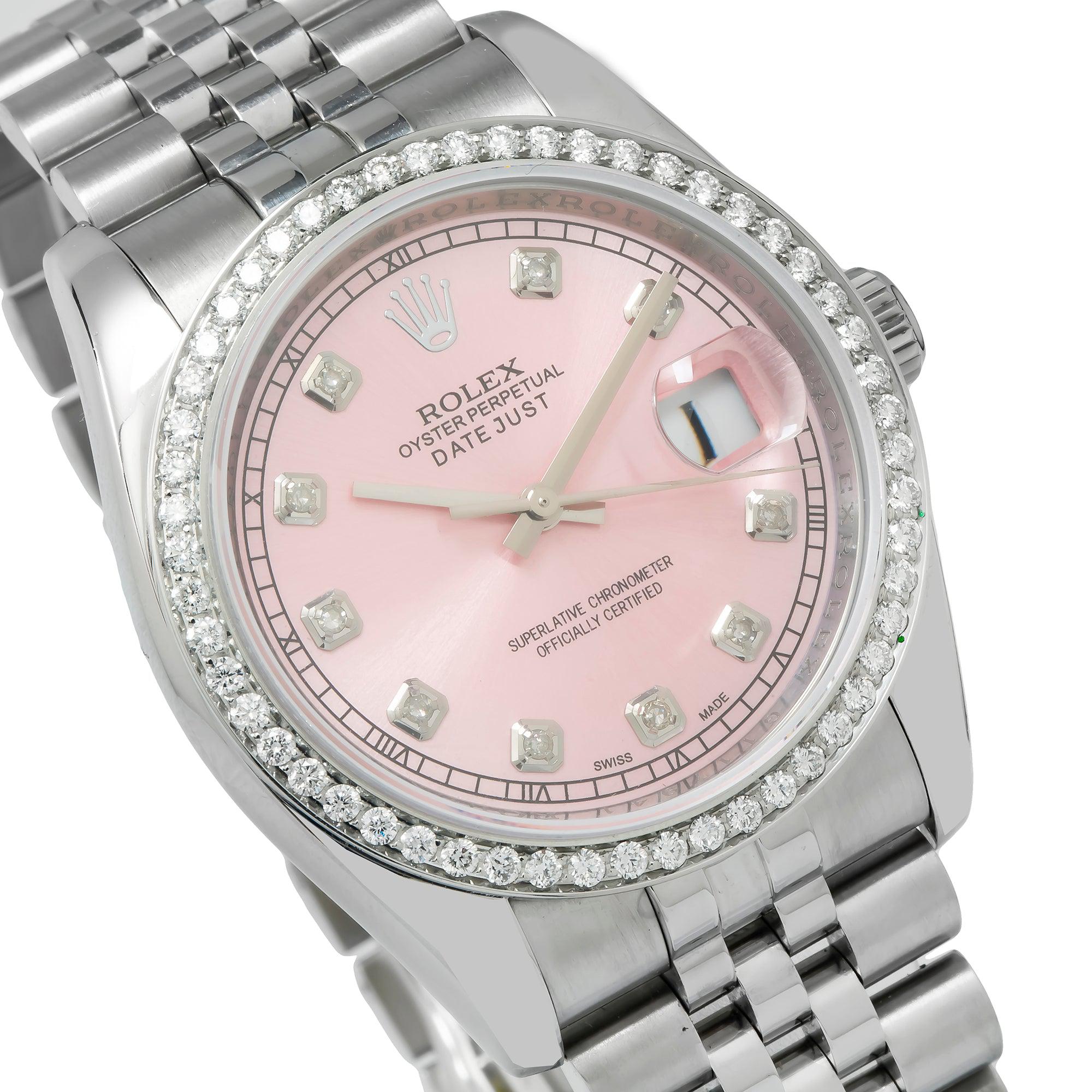 Rolex Datejust 116234 36MM Pink Diamond Dial And Bezel With Stainless Steel Jubilee Bracelet