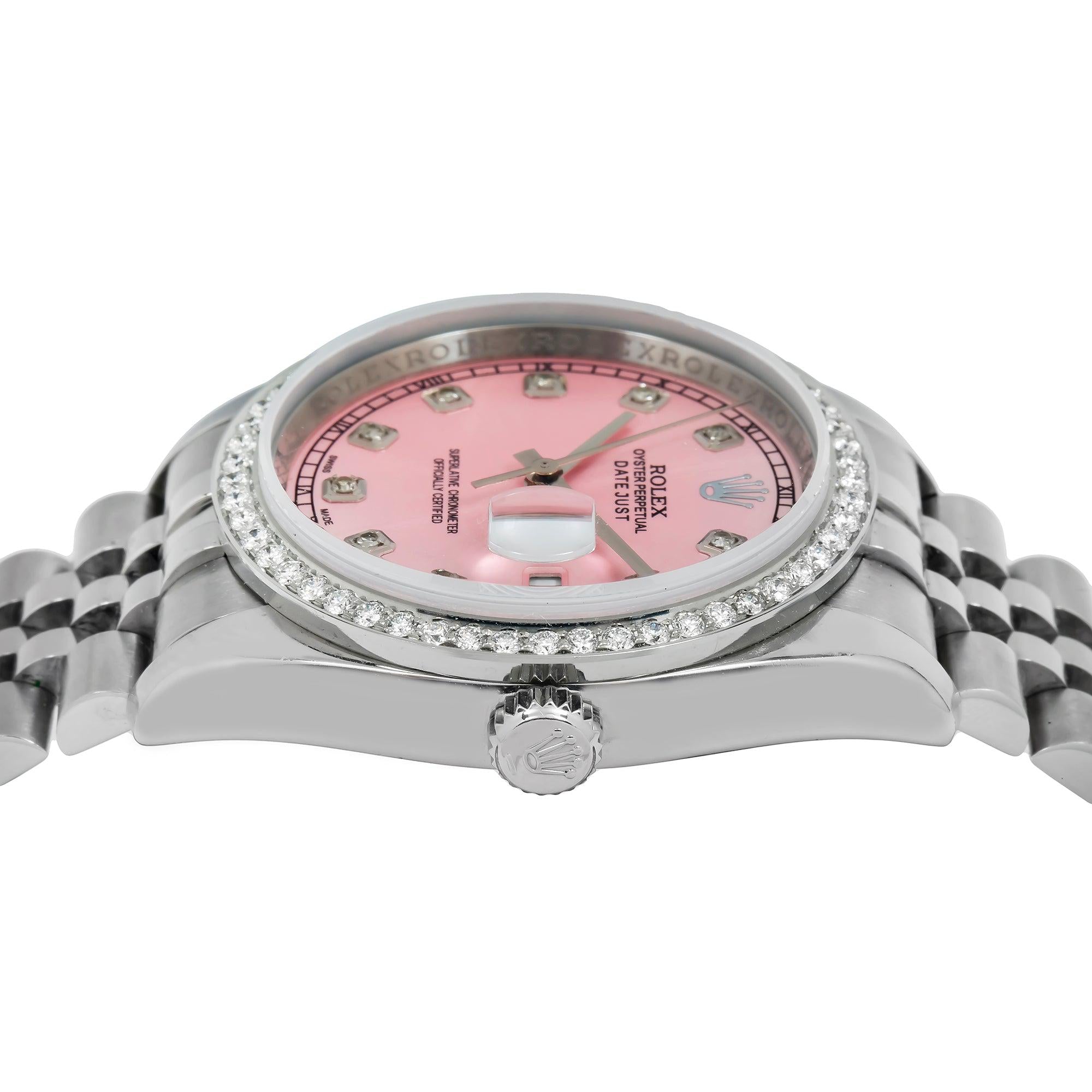 Rolex Datejust 116234 36MM Pink Diamond Dial And Bezel With Stainless Steel Jubilee Bracelet