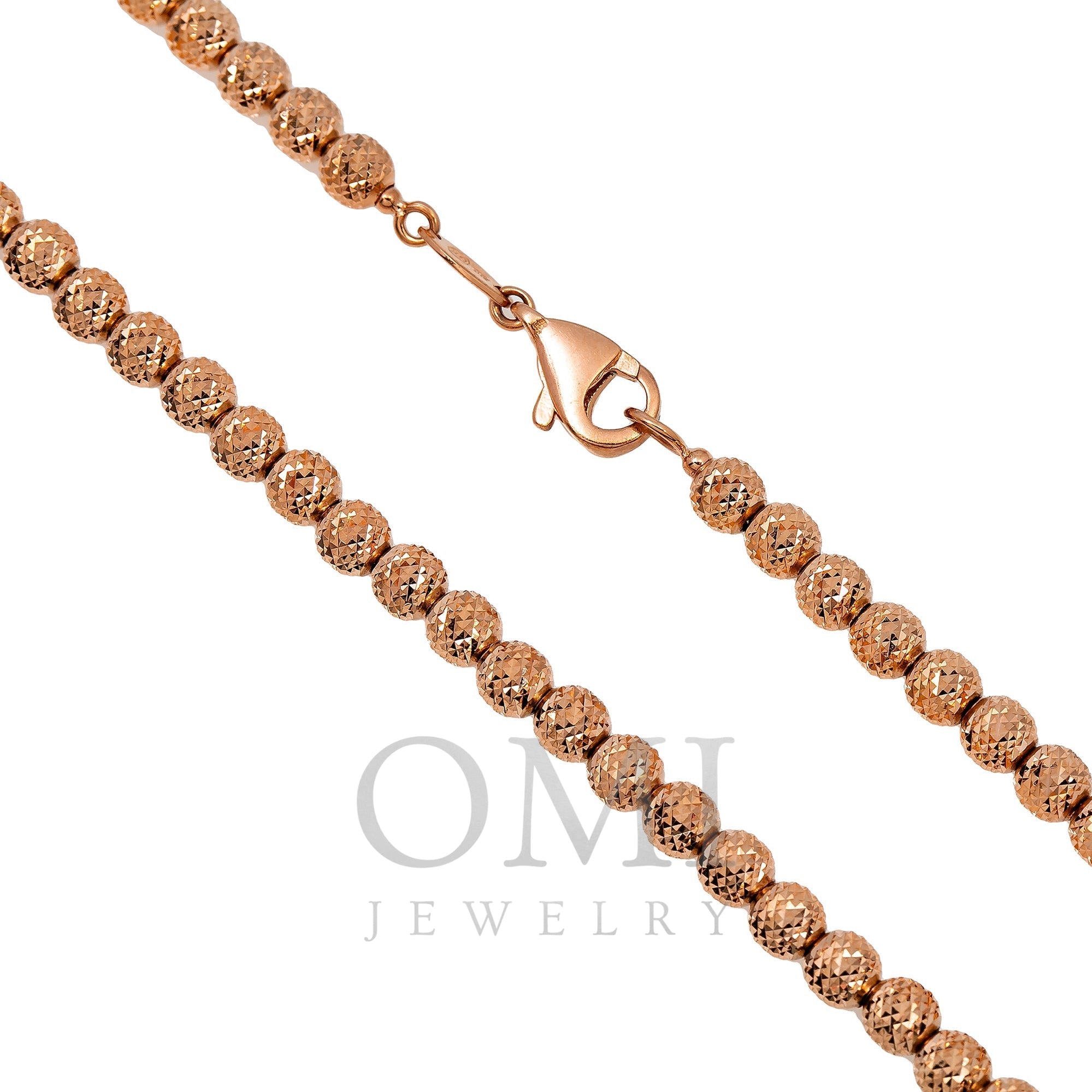 10k Rose Gold 3.5mm Laser Moon Chain Available In Sizes 18"-28"