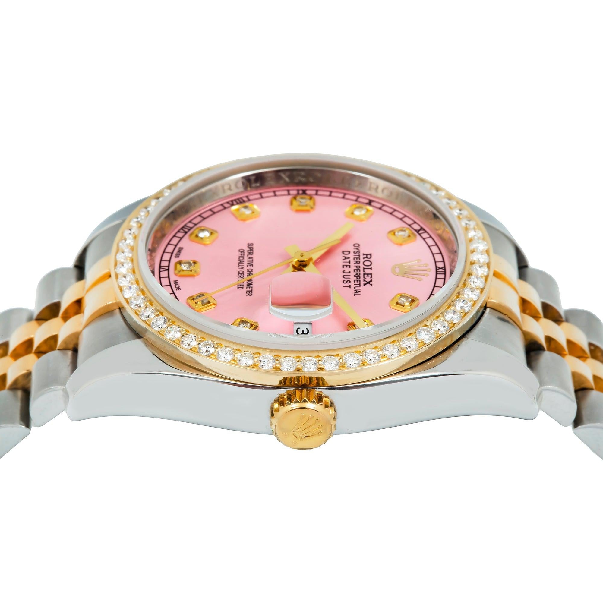 Rolex Datejust 116233 36MM Pink Diamond Dial And Bezel With Two Tone Jubilee Bracelet