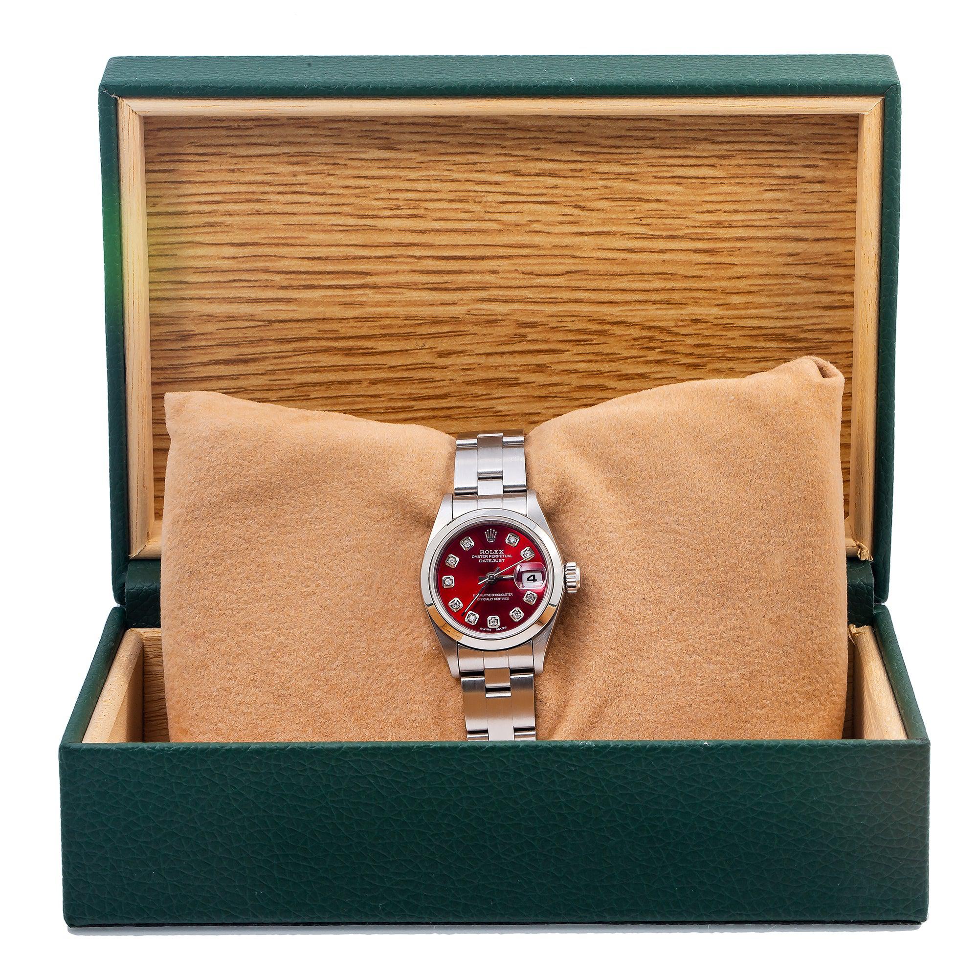 Rolex Oyster Perpetual Lady Datejust 69160 26MM Red Diamond Dial With Stainless Steel Oyster Bracelet