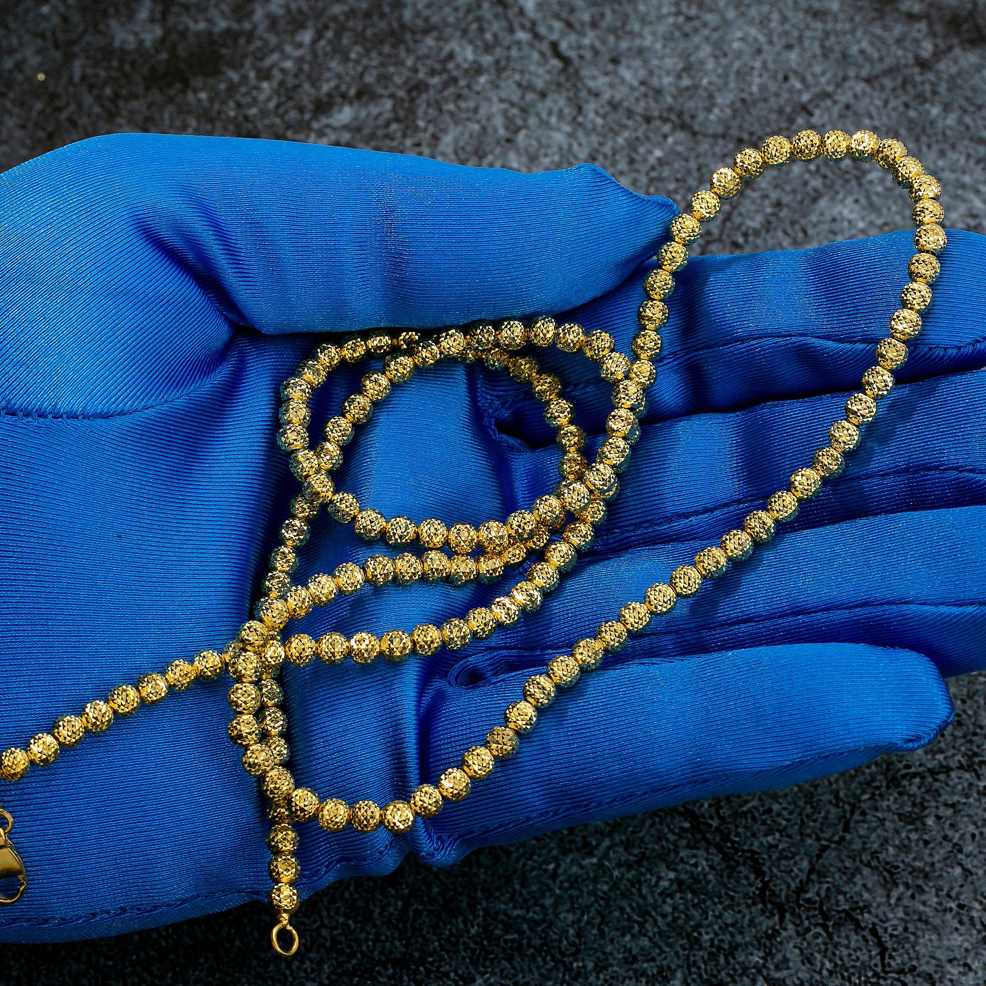 10K YELLOW GOLD 4MM MOON BEAD CHAIN
