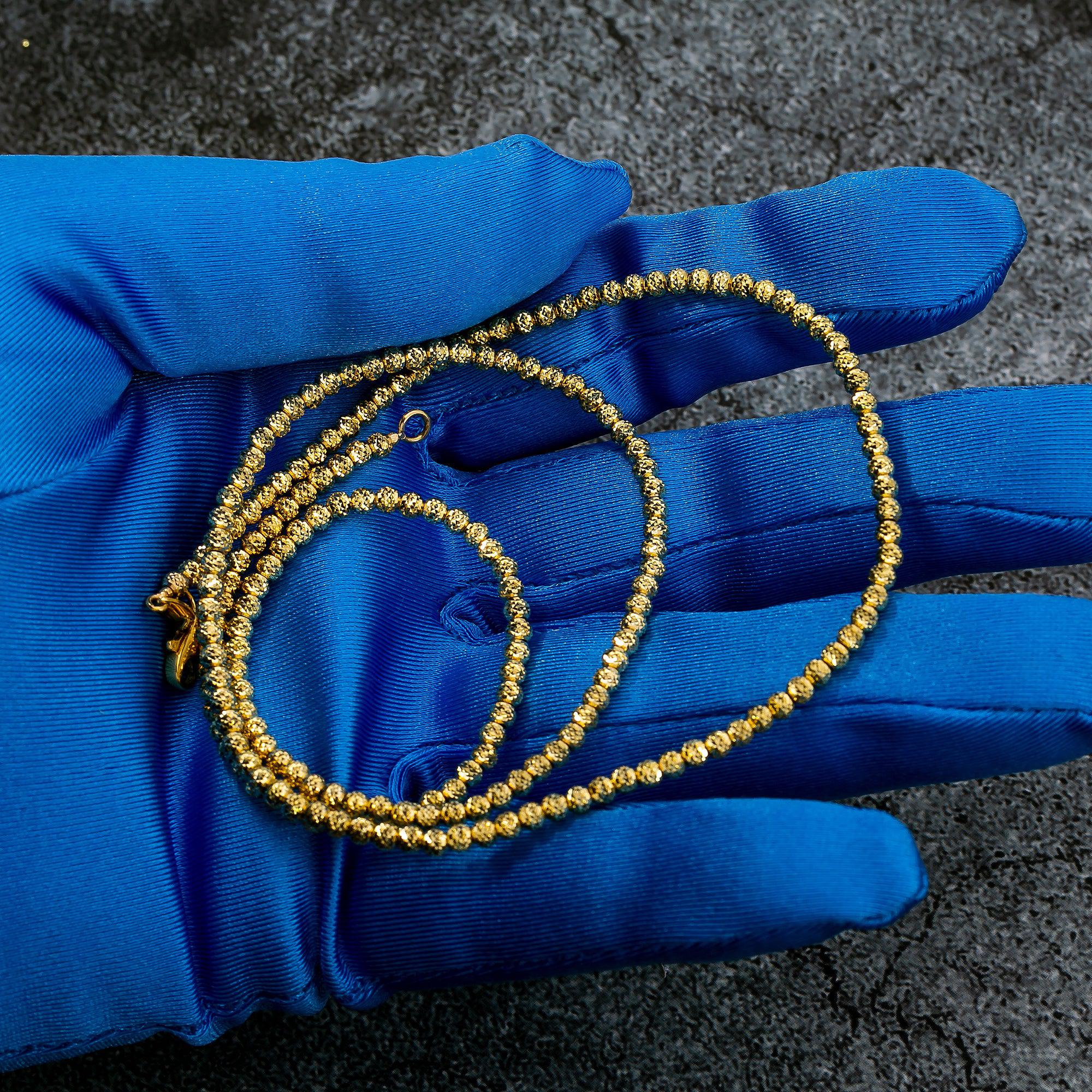 10K Yellow Gold 3mm Moon Bead Chain Available In Sizes 18"-26"