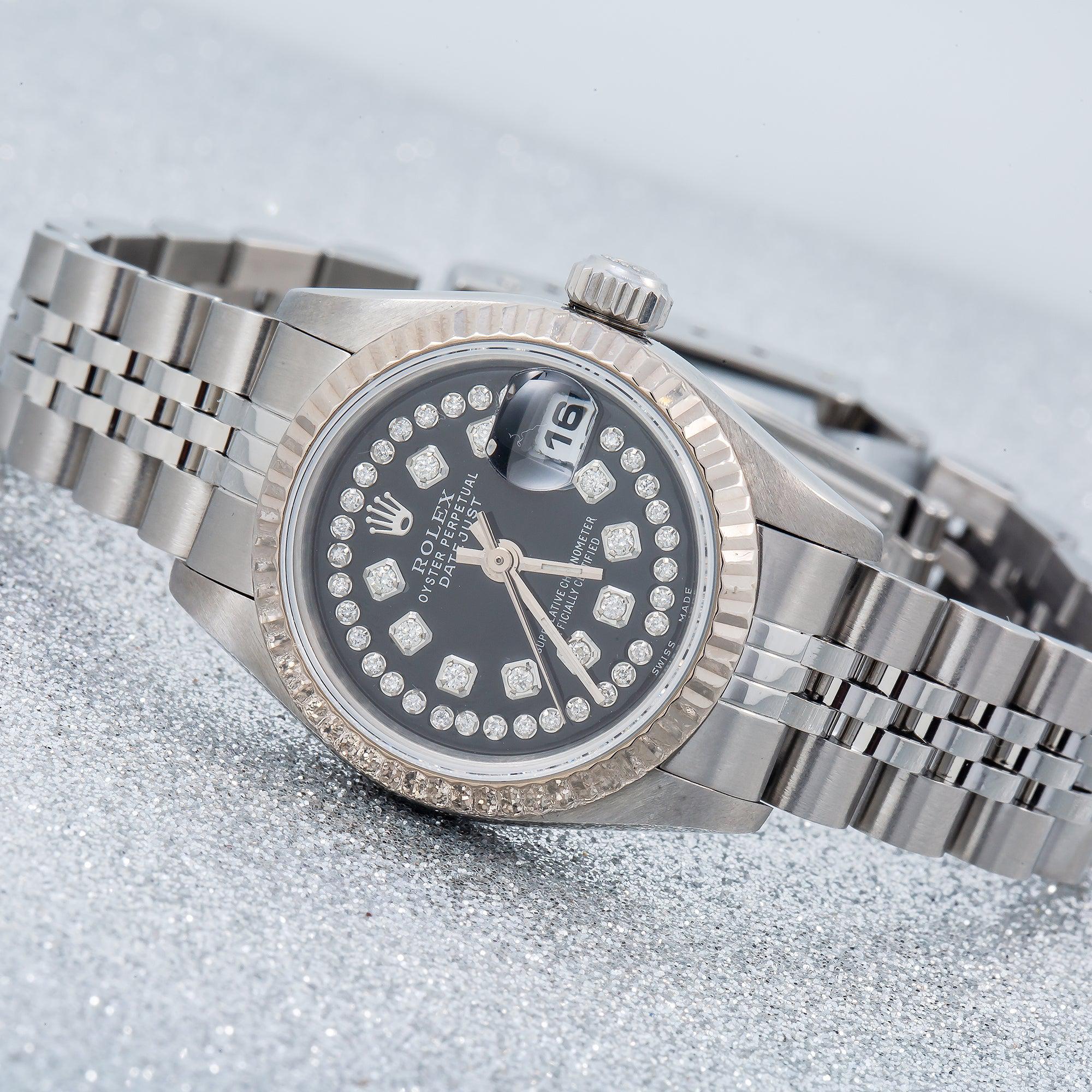 Rolex Lady-Datejust 69174 26MM Black Diamond Dial With Stainless Steel Jubilee Bracelet