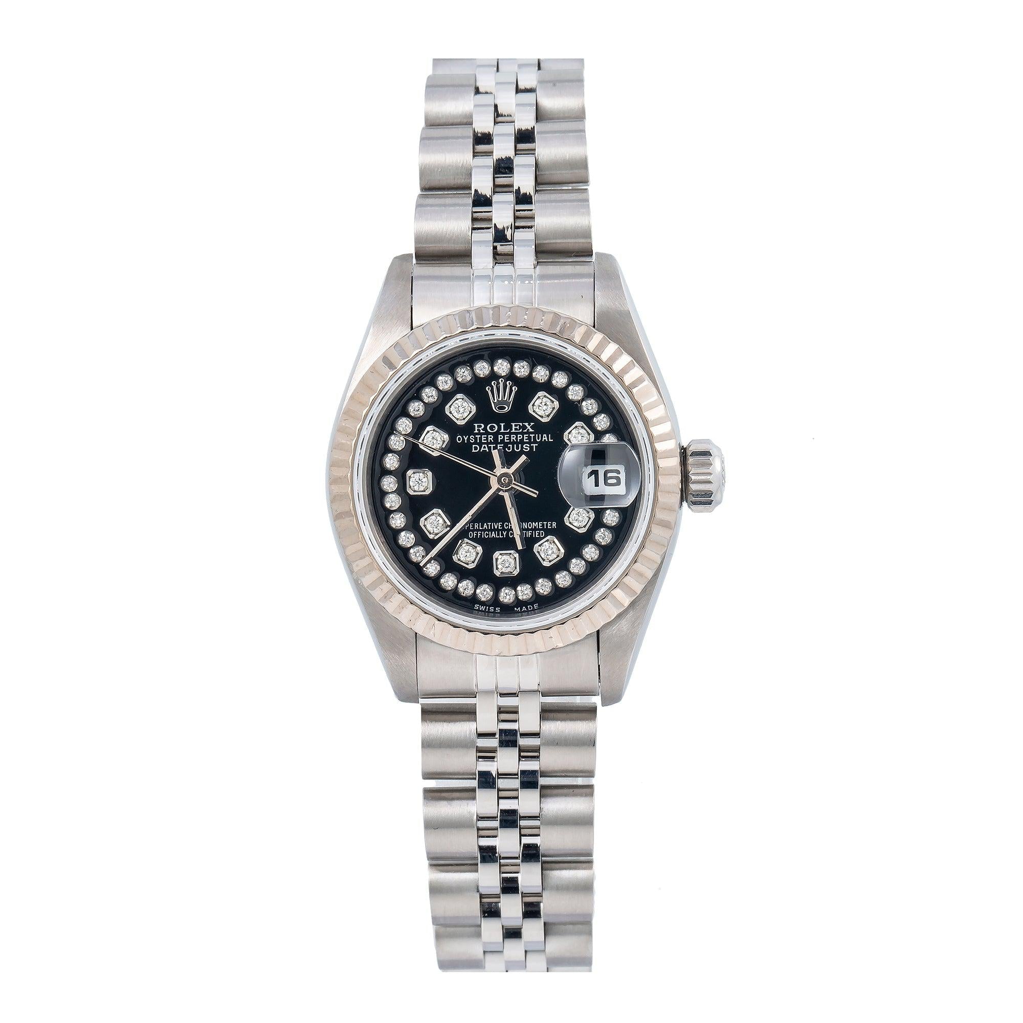 Rolex Lady-Datejust 69174 26MM Black Diamond Dial With Stainless Steel Jubilee Bracelet