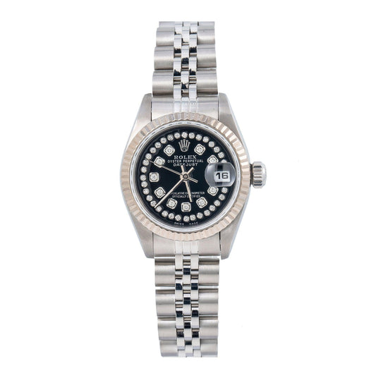Rolex Lady-Datejust 69174 26MM Black Diamond Dial With Stainless Steel Jubilee Bracelet