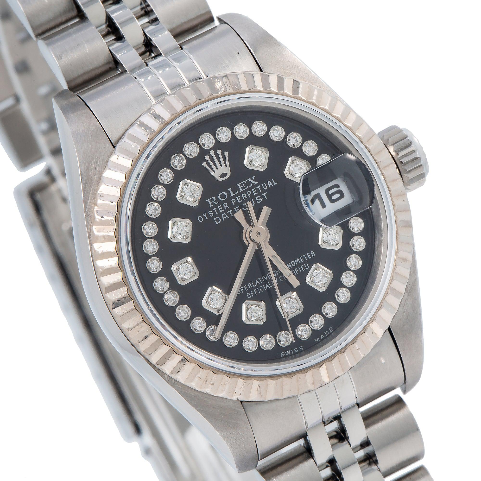 Rolex Lady-Datejust 69174 26MM Black Diamond Dial With Stainless Steel Jubilee Bracelet