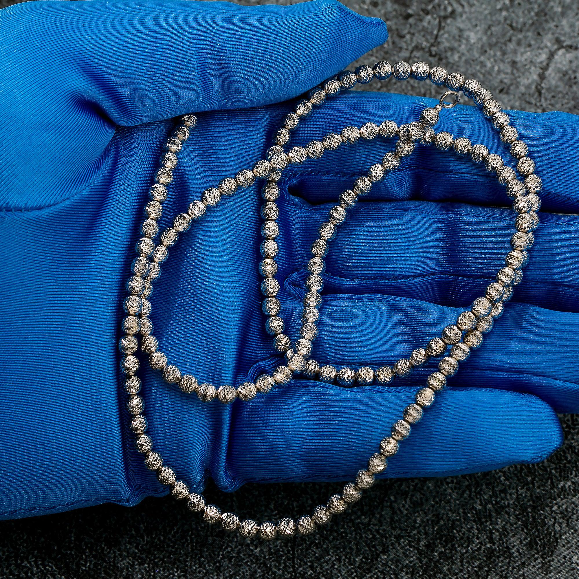 10K White Gold 4mm Laser Moon Chain - Available In Sizes 18"-26"