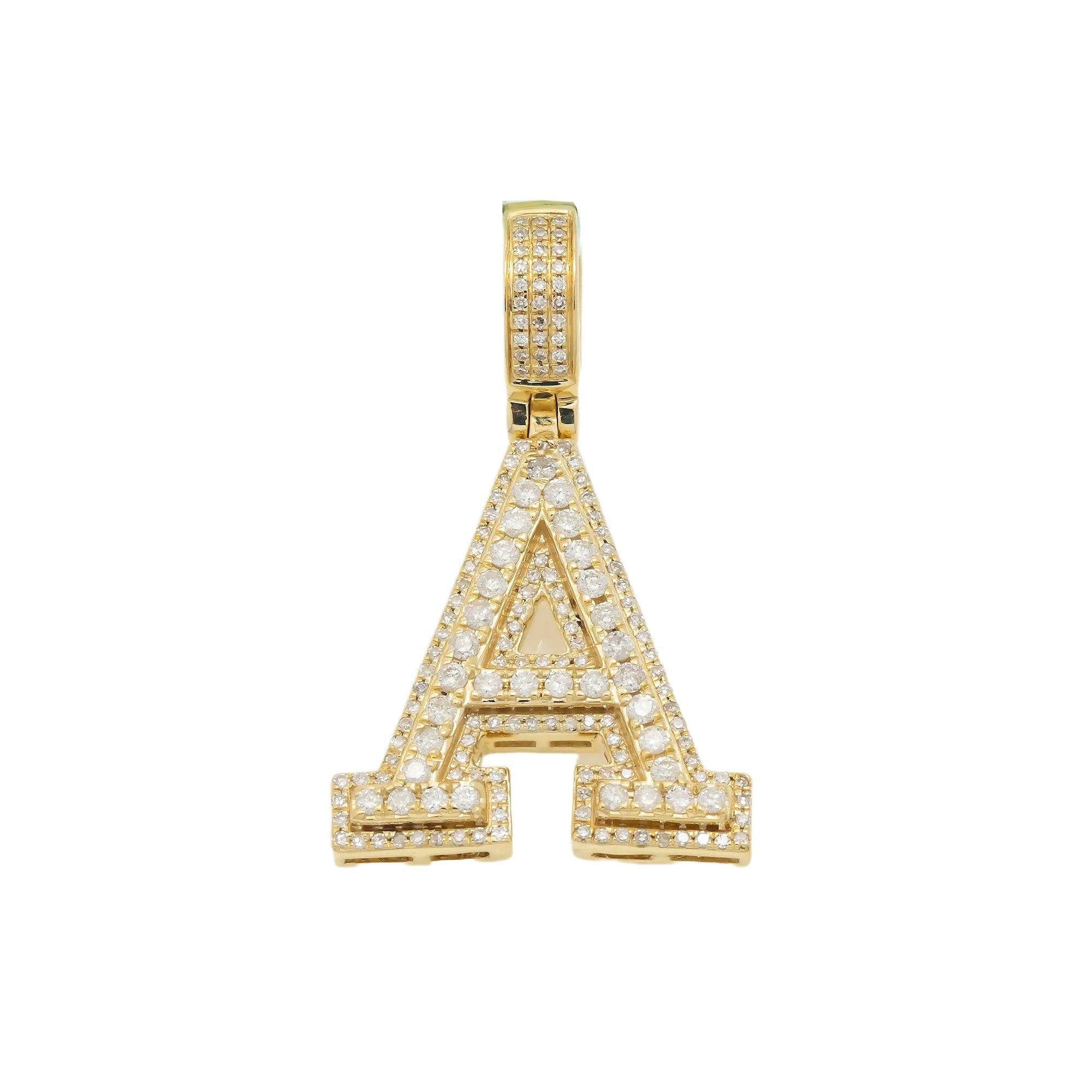 10K GOLD ROUND DIAMOND INITIAL A PENDANT 0.75 CT