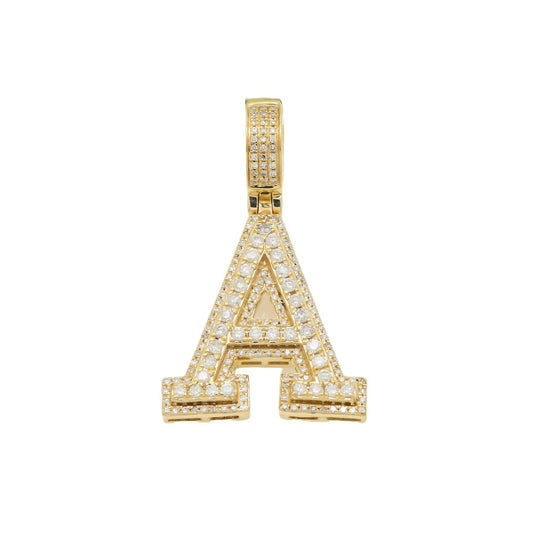 10K GOLD ROUND DIAMOND INITIAL A PENDANT 0.75 CT
