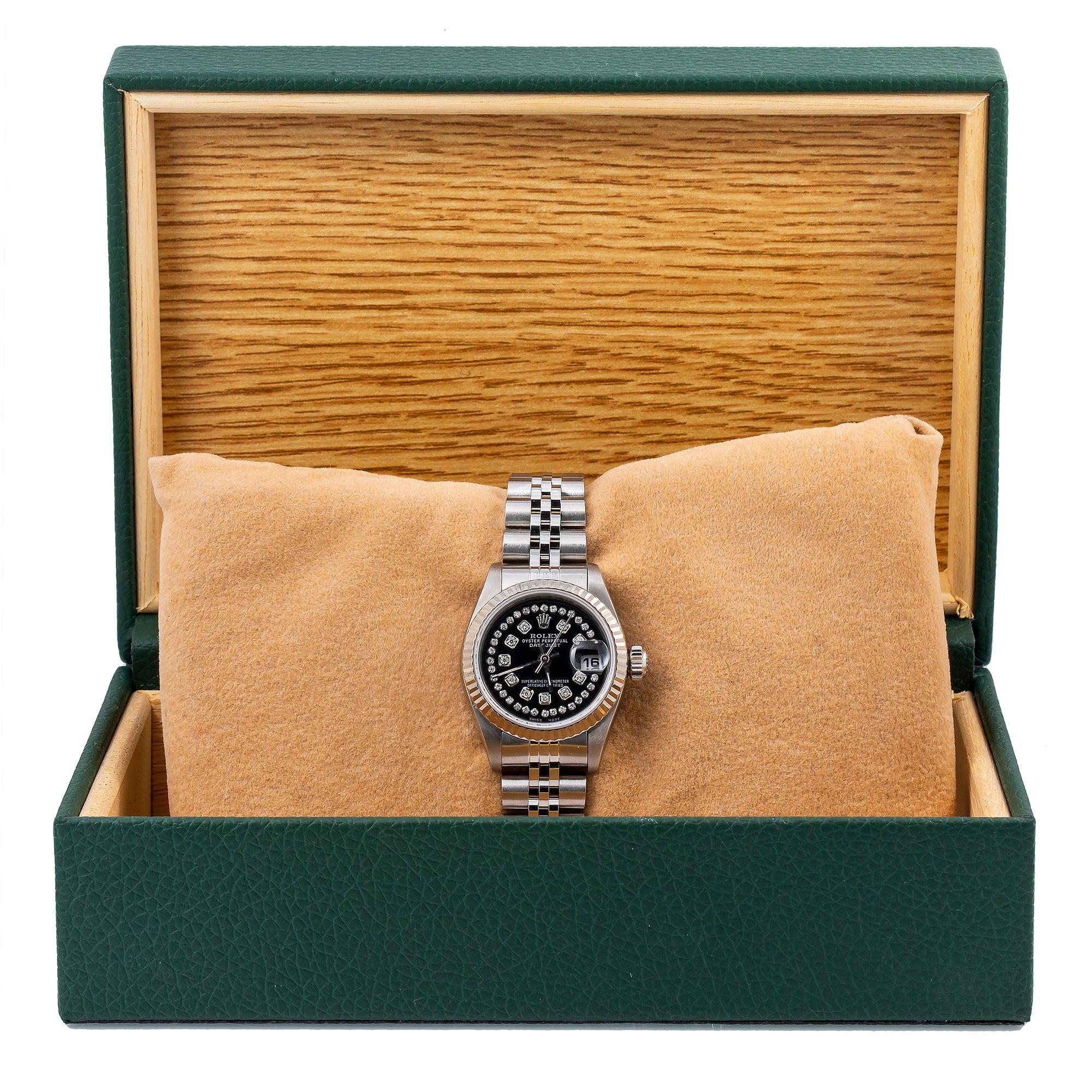 Rolex Lady-Datejust 69174 26MM Black Diamond Dial With Stainless Steel Jubilee Bracelet