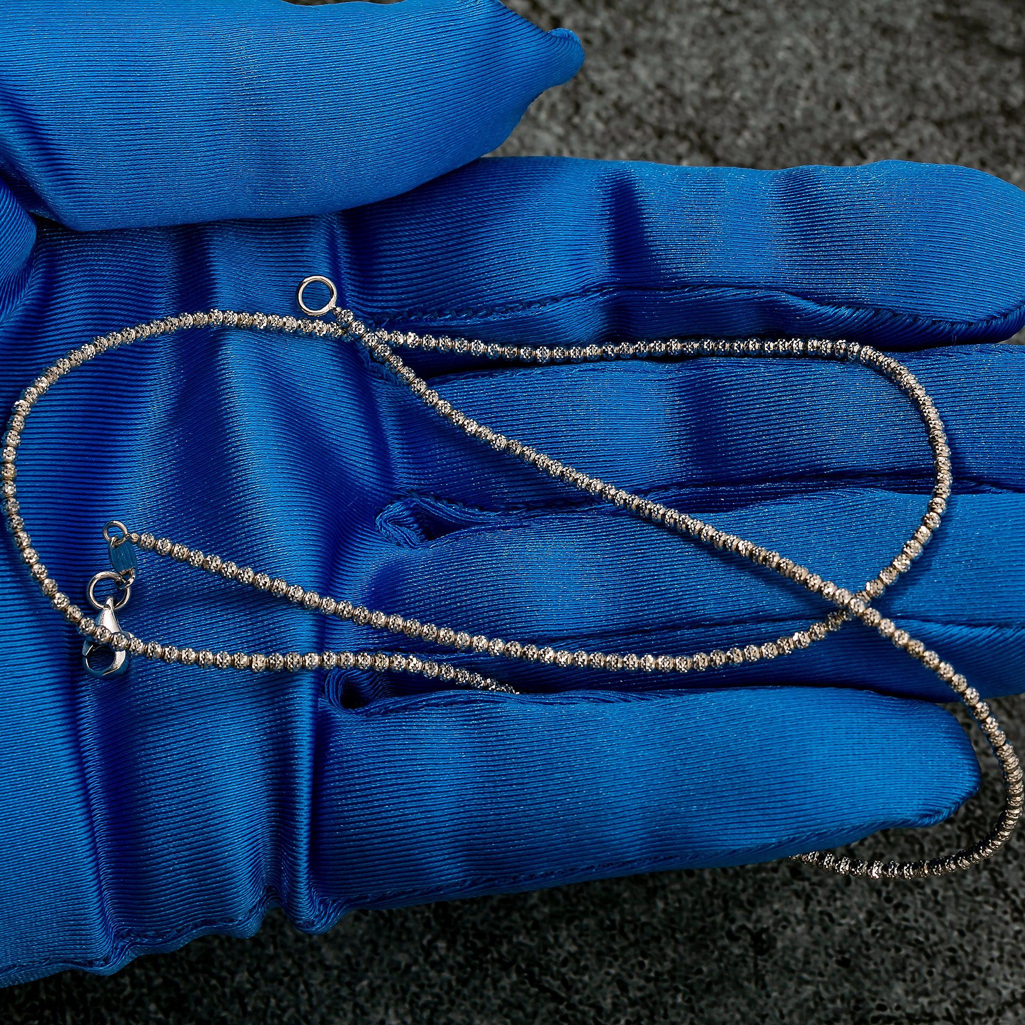 10k White Gold 2mm Moon Bead Chain Available In Sizes 18"-26"