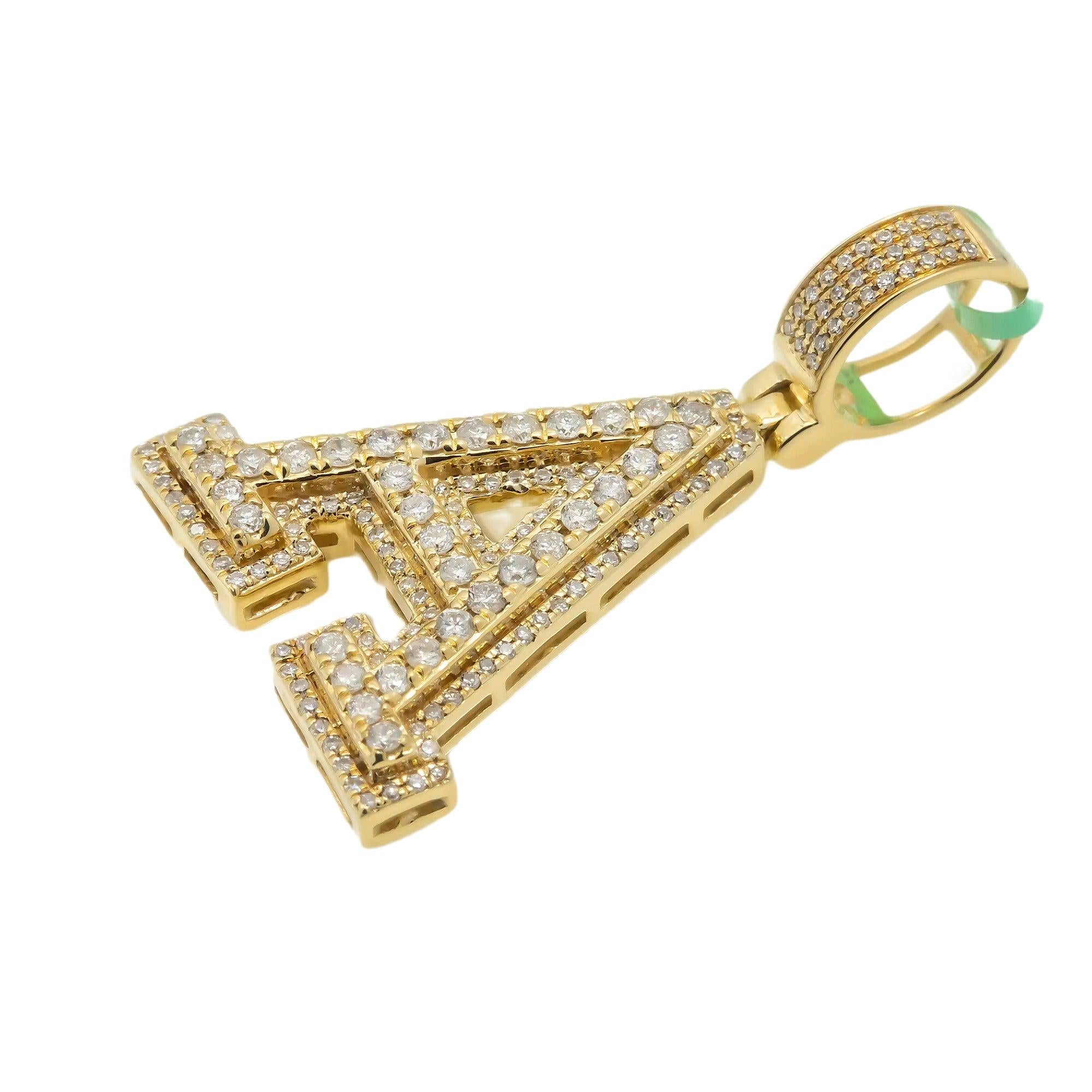 10K GOLD ROUND DIAMOND INITIAL A PENDANT 0.75 CT